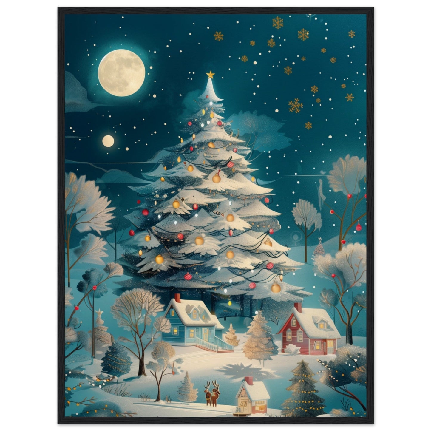 Affiche Noël Moderne ( 60x80-cm-Bois-noir)