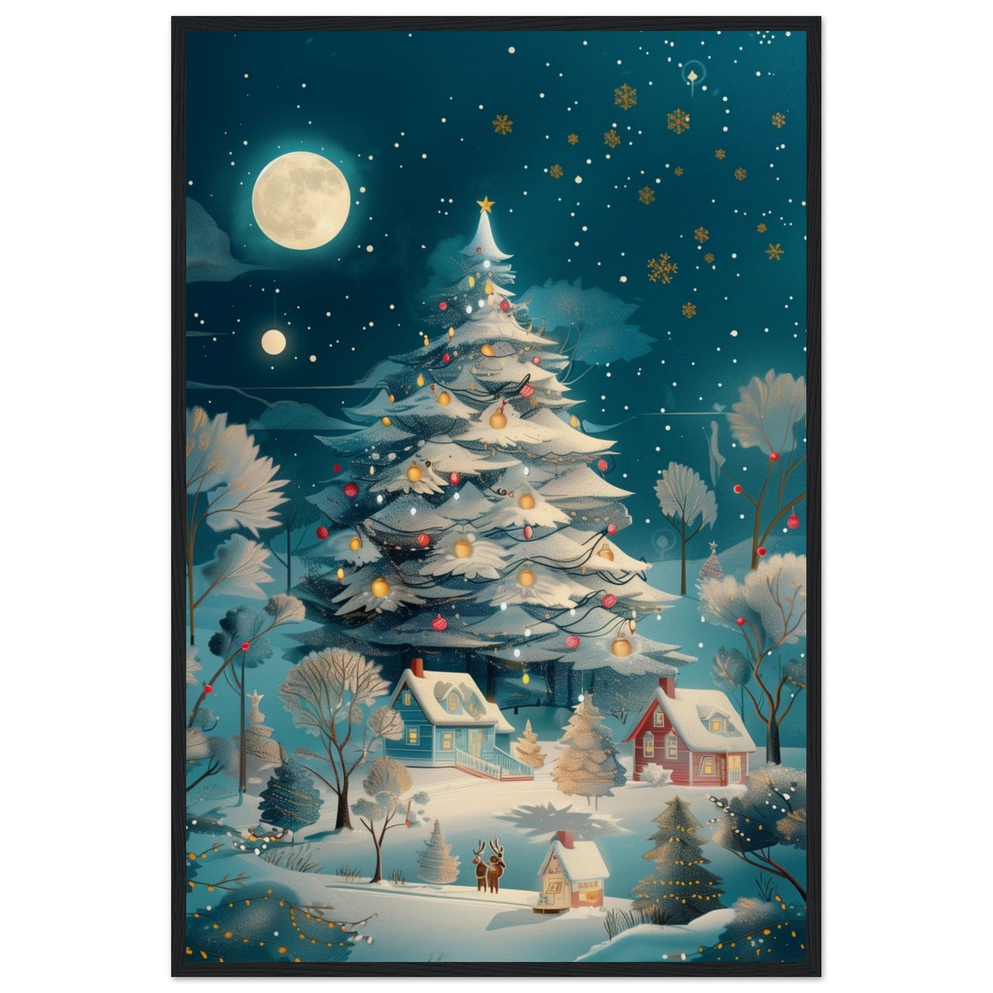 Affiche Noël Moderne ( 60x90-cm-Bois-noir)