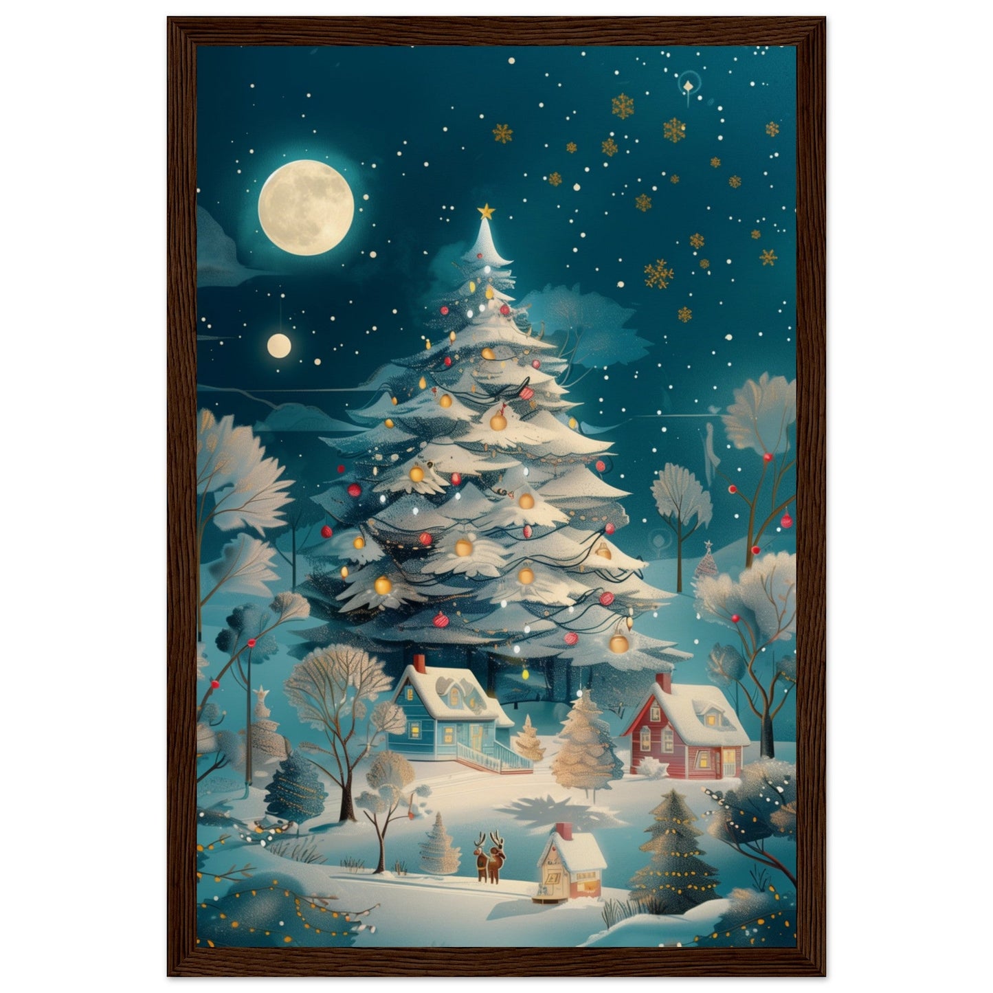 Affiche Noël Moderne ( 30x45-cm-Bois-foncé)