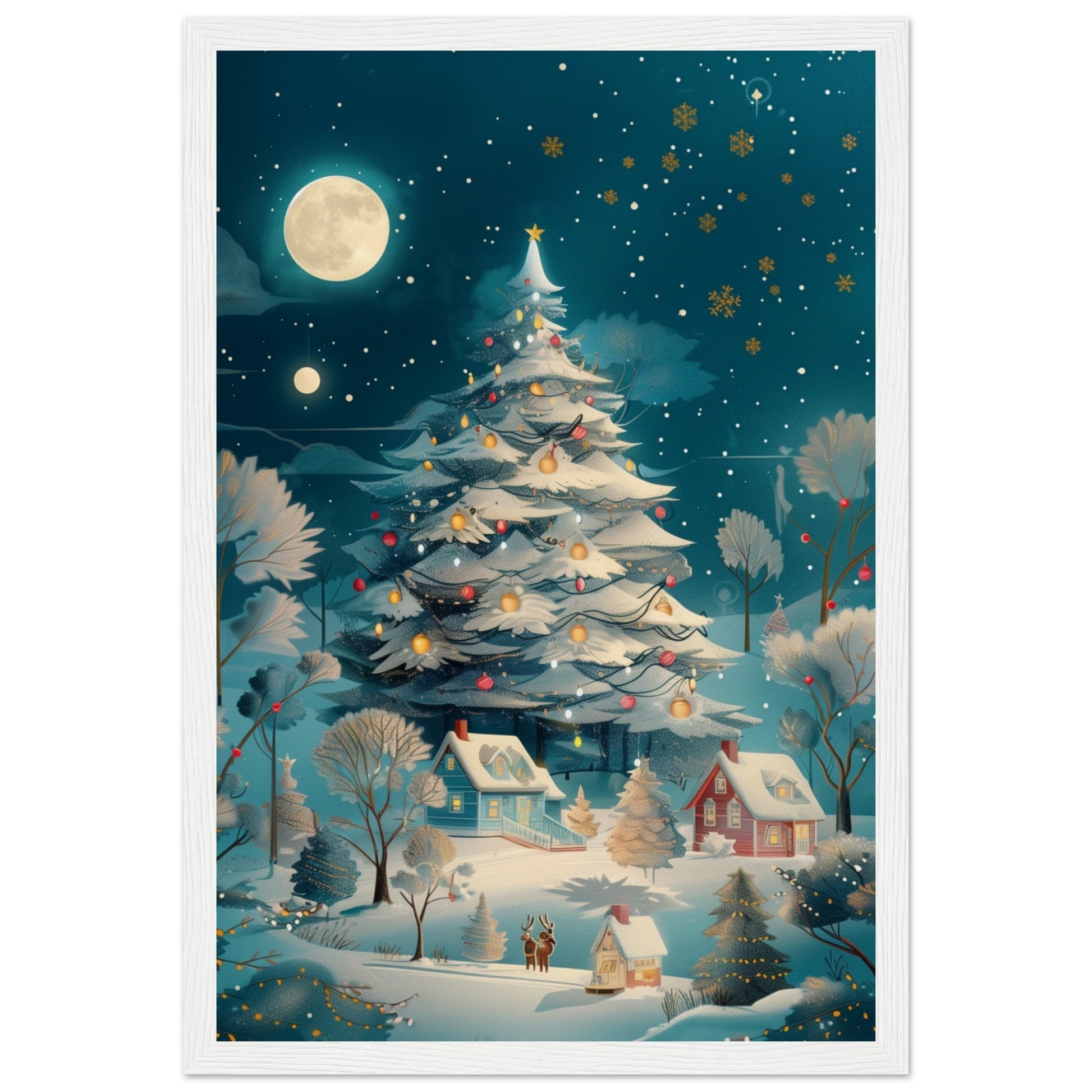 Affiche Noël Moderne ( 30x45-cm-Bois-blanc)