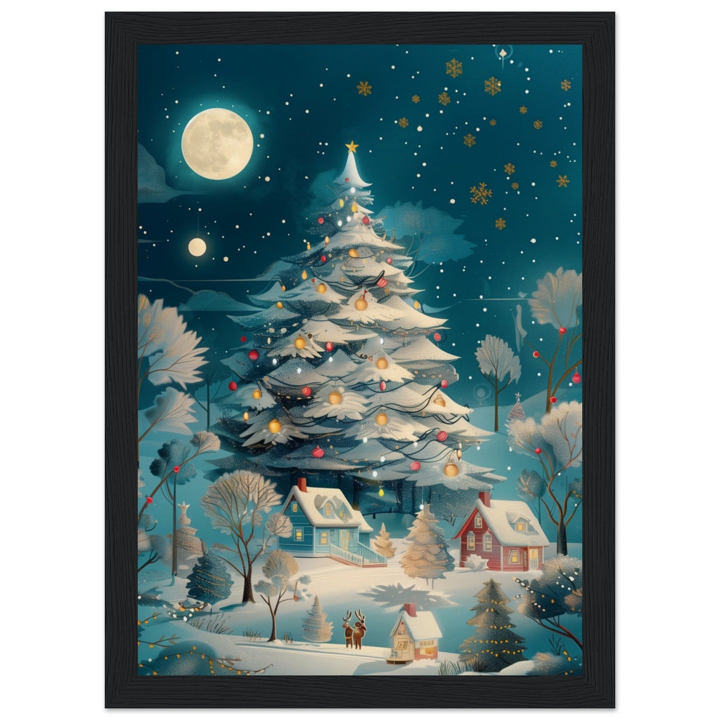 Affiche Noël Moderne ( 21x29.7-cm-Bois-noir)