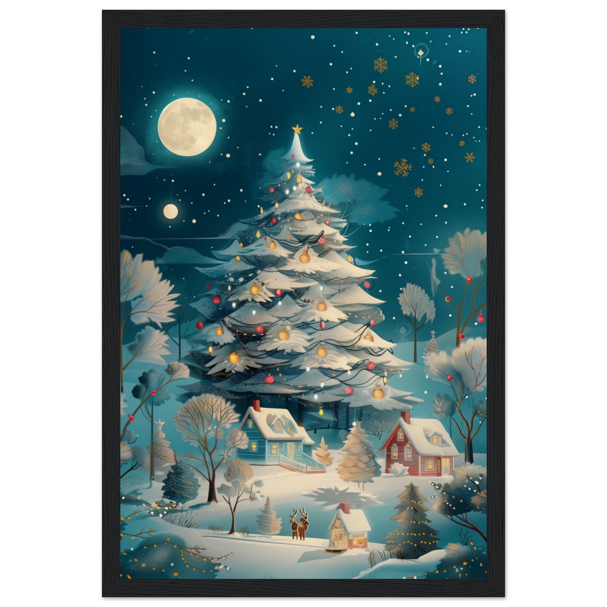 Affiche Noël Moderne ( 30x45-cm-Bois-noir)