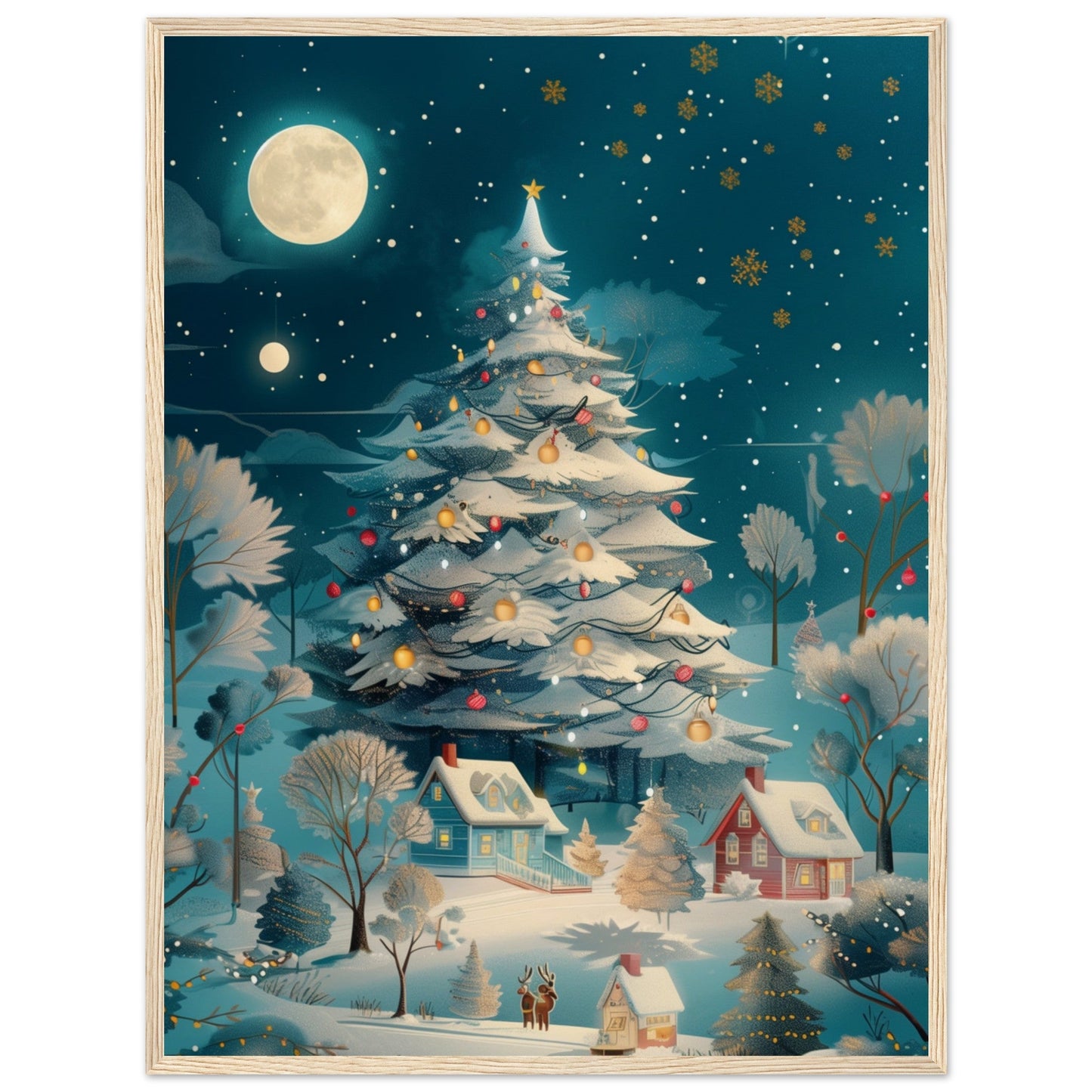 Affiche Noël Moderne ( 60x80-cm-Bois-clair)