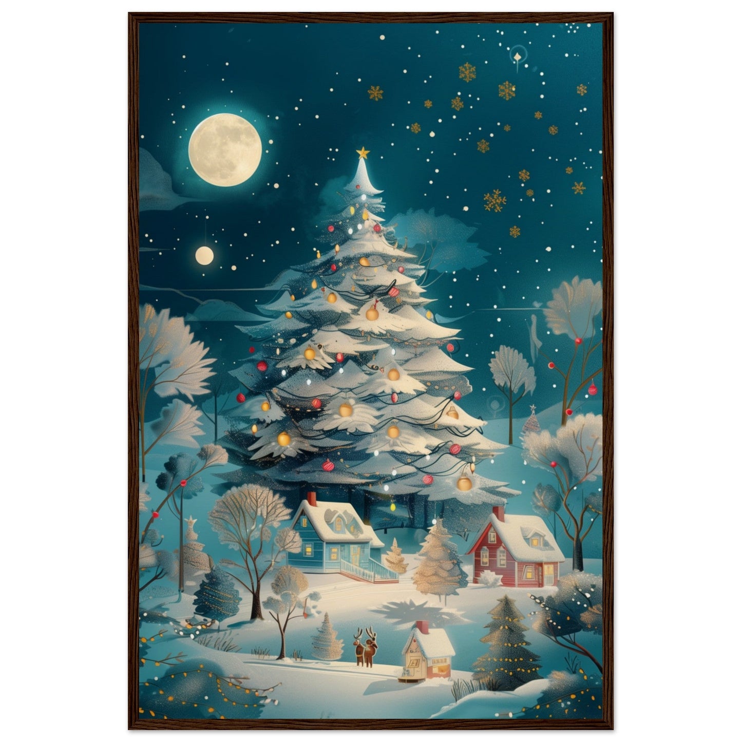 Affiche Noël Moderne ( 60x90-cm-Bois-foncé)