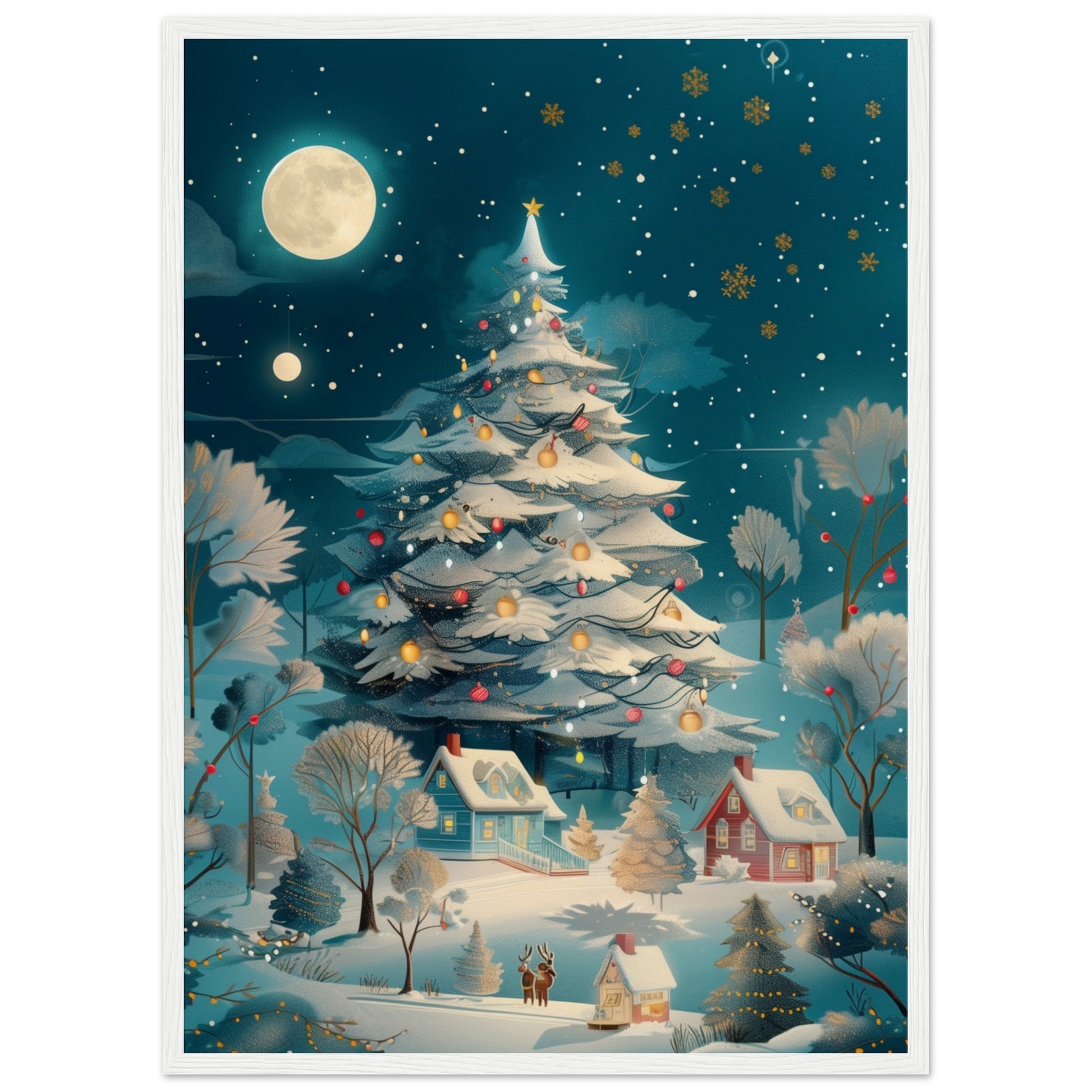 Affiche Noël Moderne ( 50x70-cm-Bois-blanc)