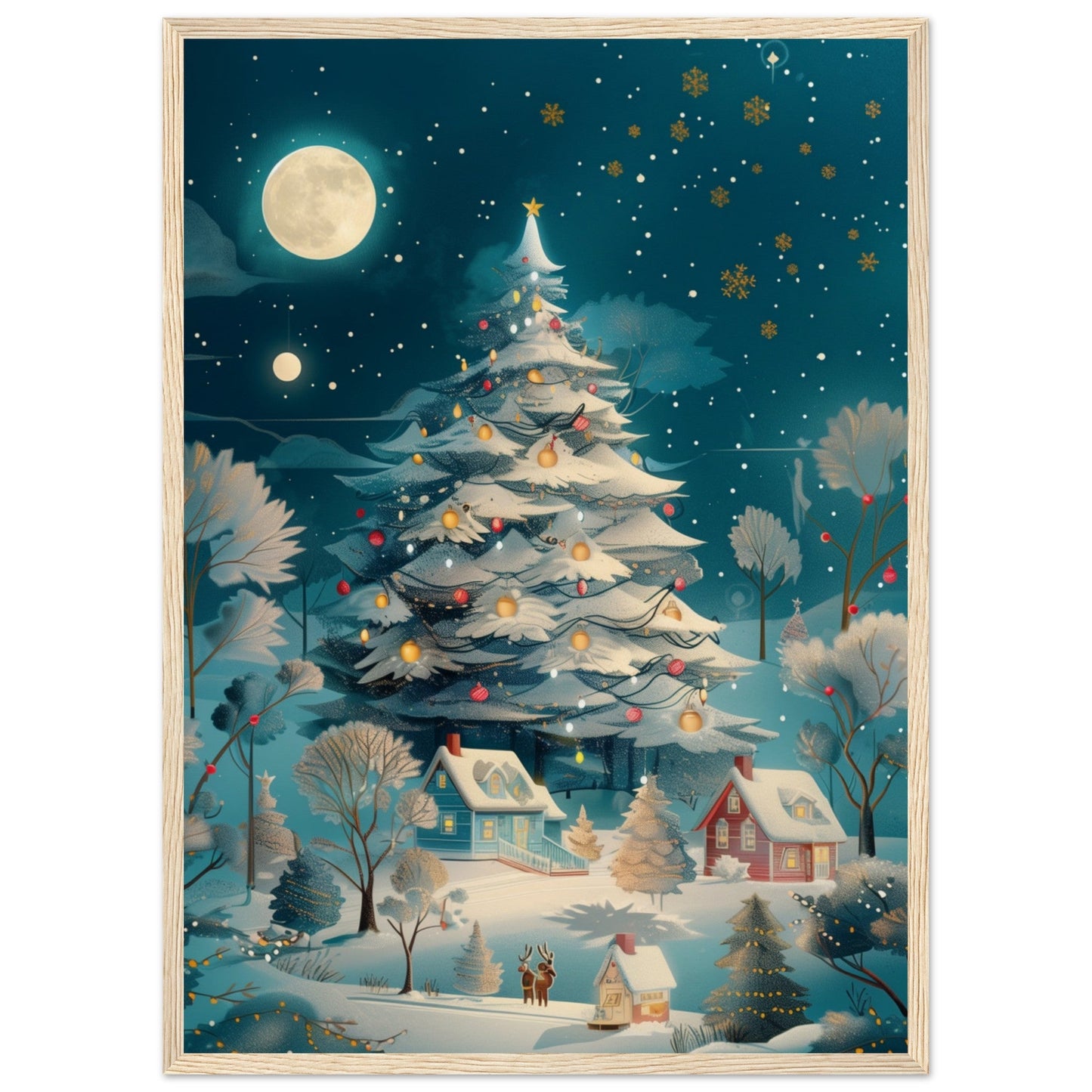 Affiche Noël Moderne ( 50x70-cm-Bois-clair)