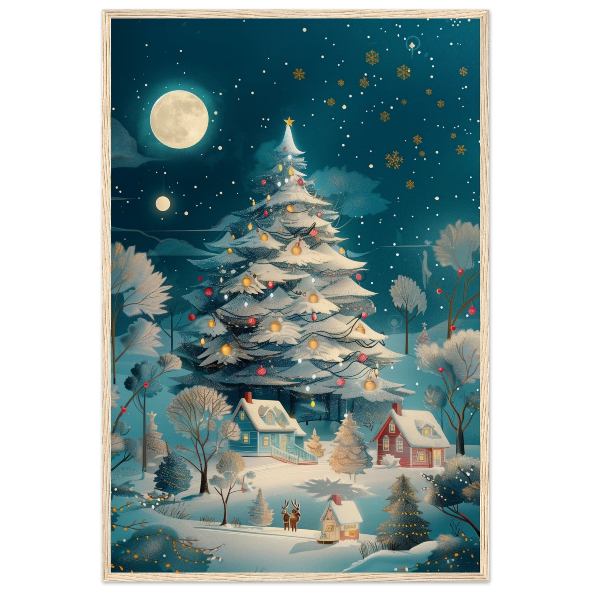 Affiche Noël Moderne ( 60x90-cm-Bois-clair)