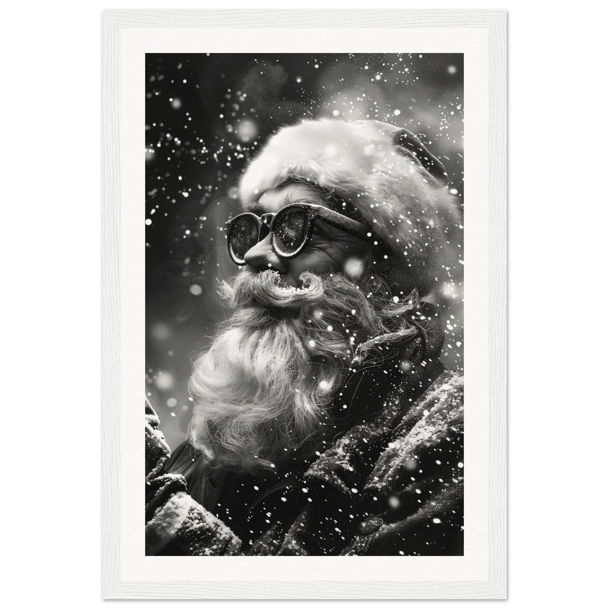 Affiche Noël Noir Et Blanc ( 30x45-cm-Bois-blanc)