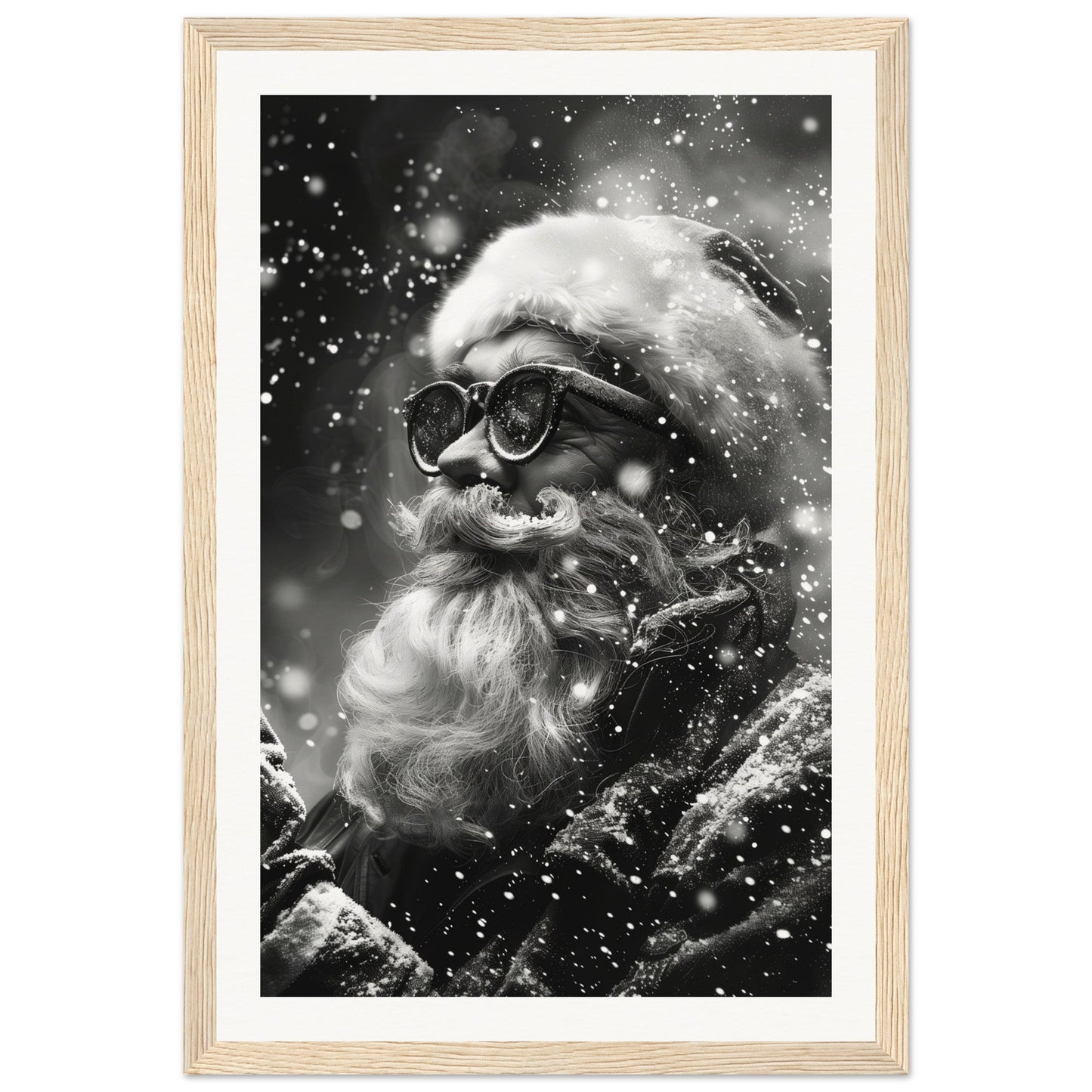 Affiche Noël Noir Et Blanc ( 30x45-cm-Bois-clair)