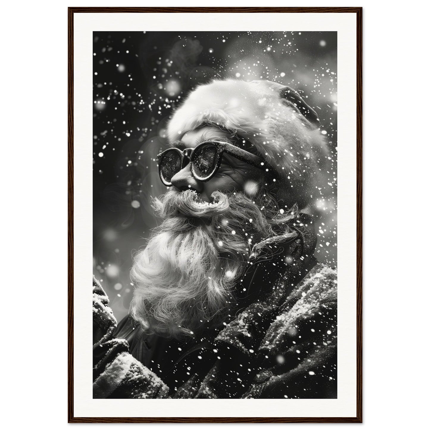 Affiche Noël Noir Et Blanc ( 70x100-cm-Bois-foncé)