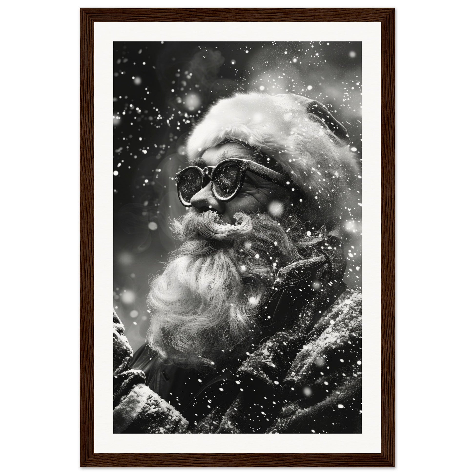 Affiche Noël Noir Et Blanc ( 30x45-cm-Bois-foncé)