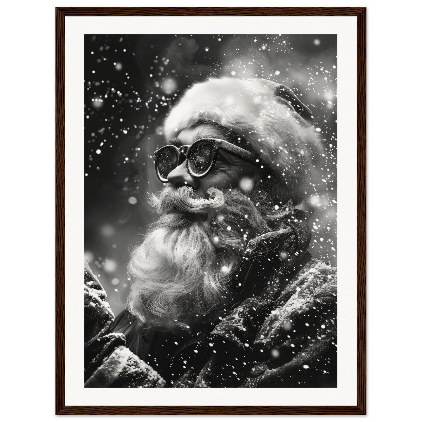 Affiche Noël Noir Et Blanc ( 45x60-cm-Bois-foncé)