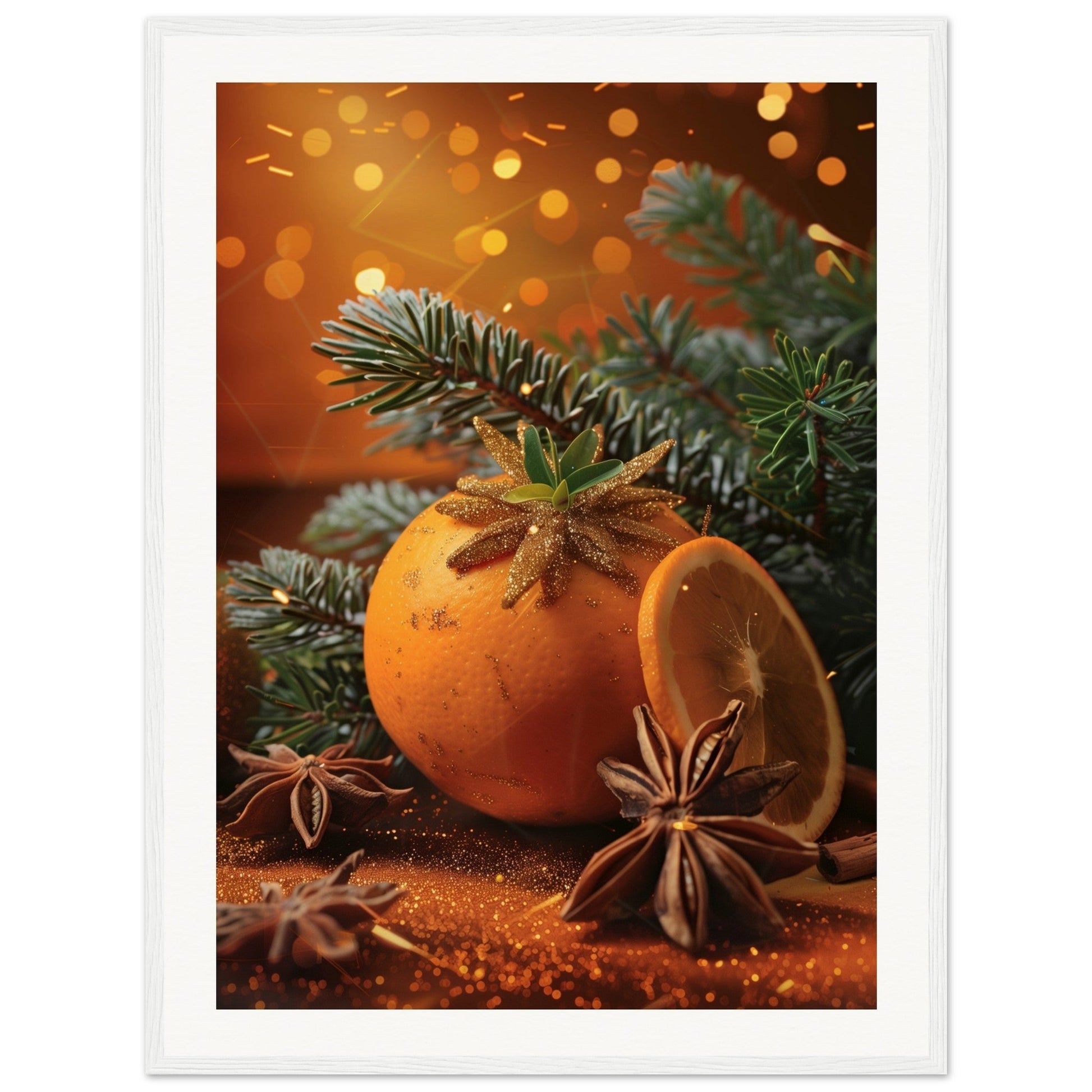 Affiche Noël Orange ( 60x80-cm-Bois-blanc)