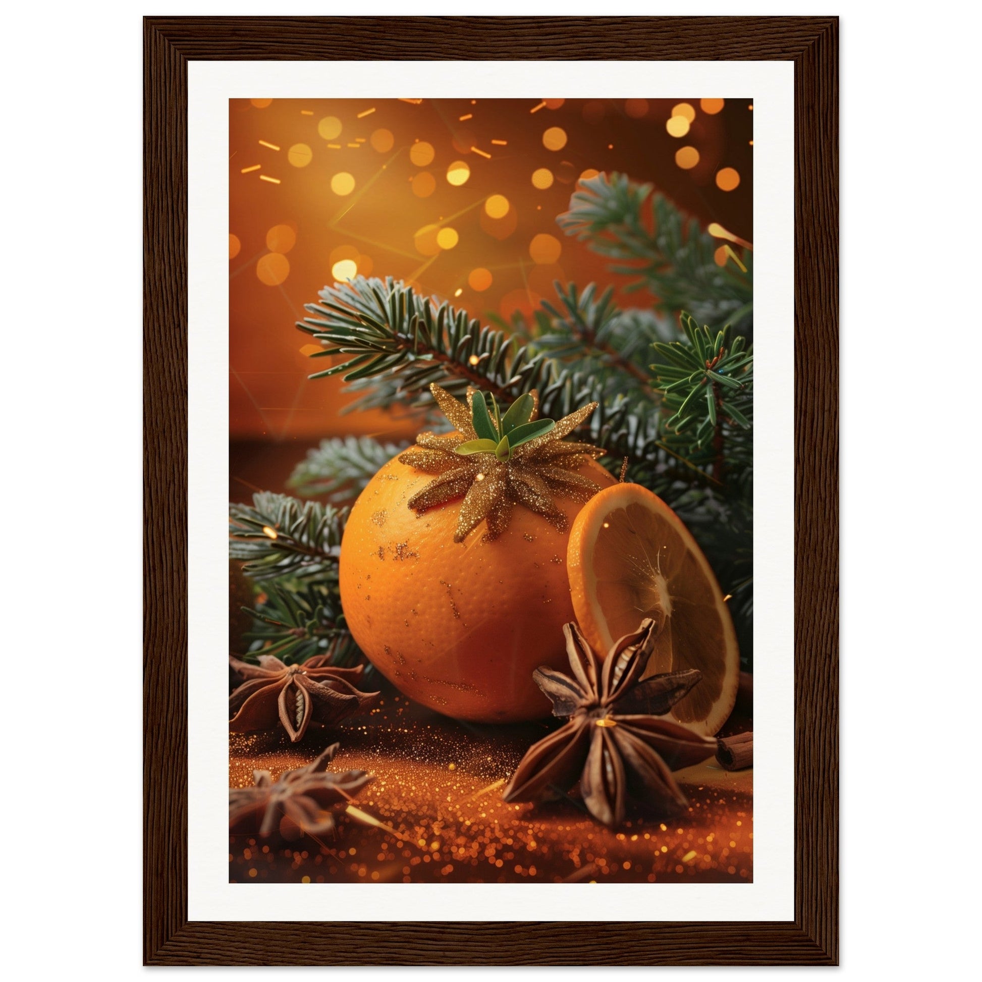 Affiche Noël Orange ( 21x29.7-cm-Bois-foncé)