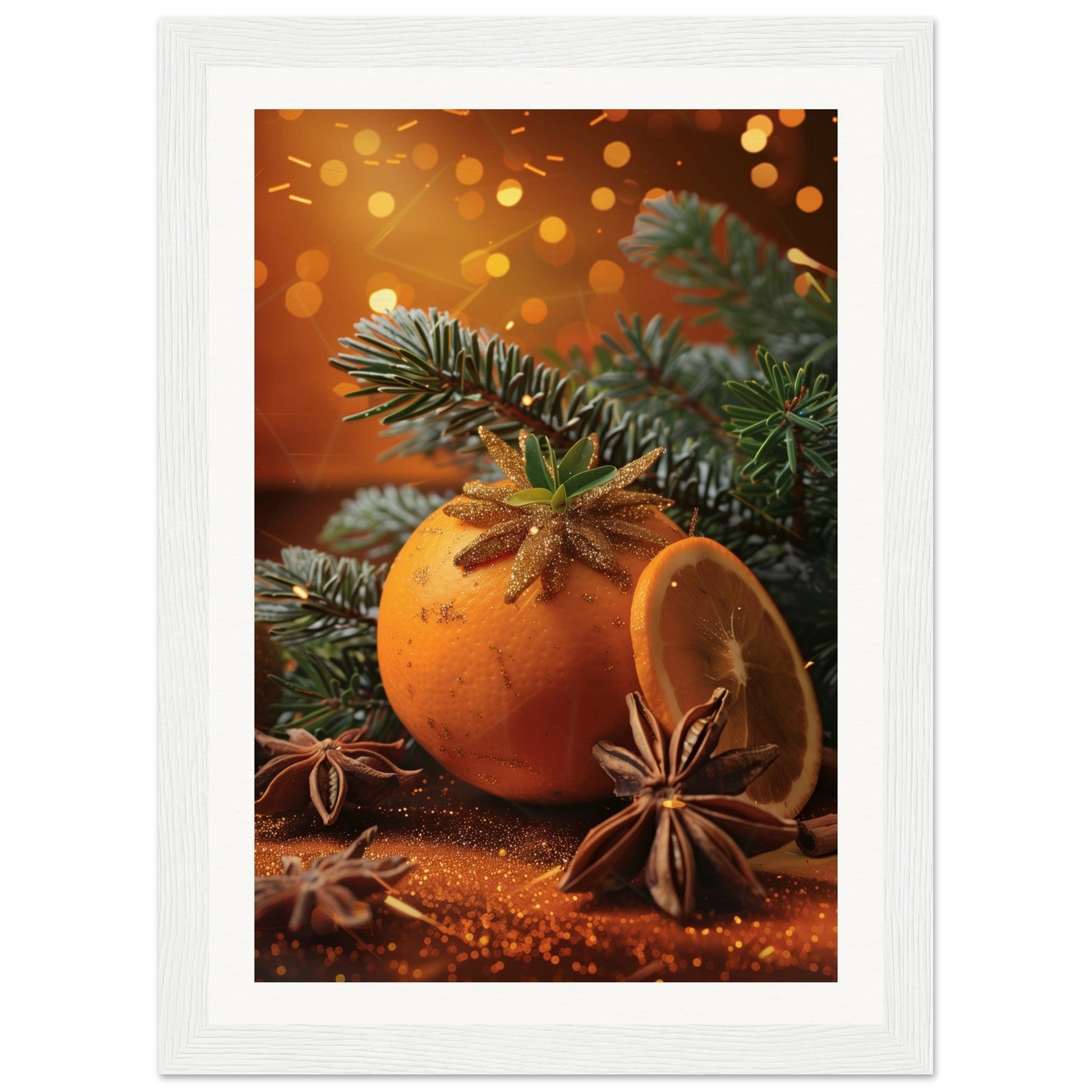 Affiche Noël Orange ( 21x29.7-cm-Bois-blanc)