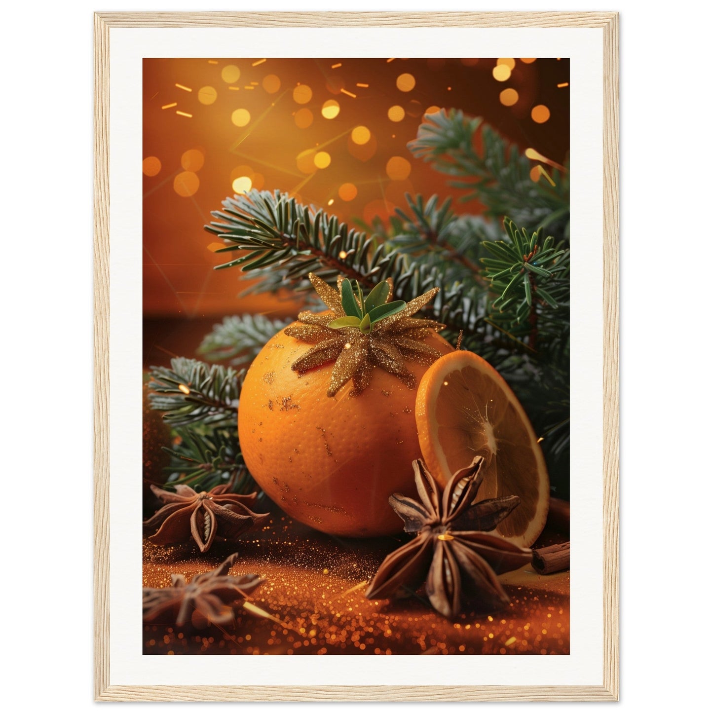 Affiche Noël Orange ( 45x60-cm-Bois-clair)