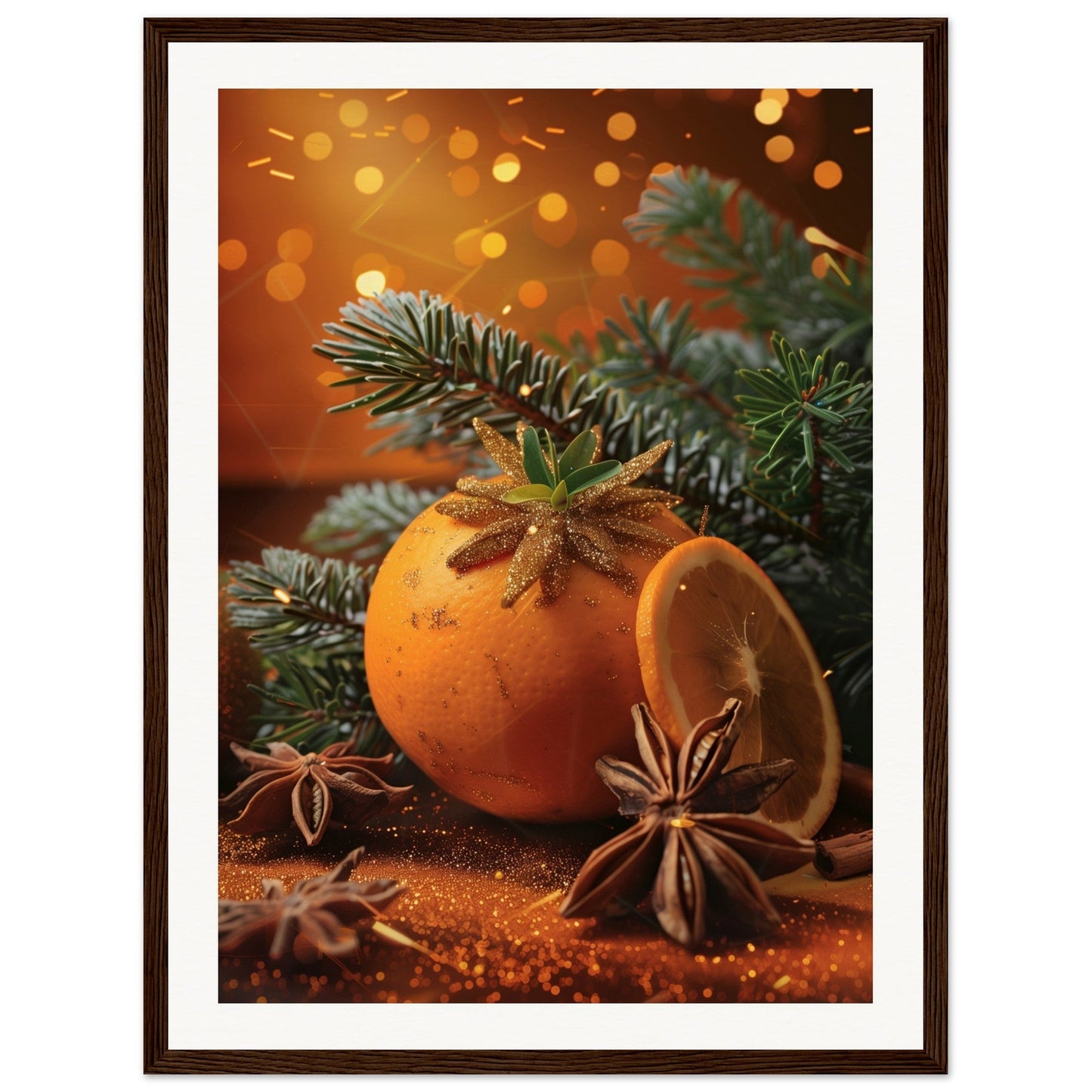 Affiche Noël Orange ( 45x60-cm-Bois-foncé)