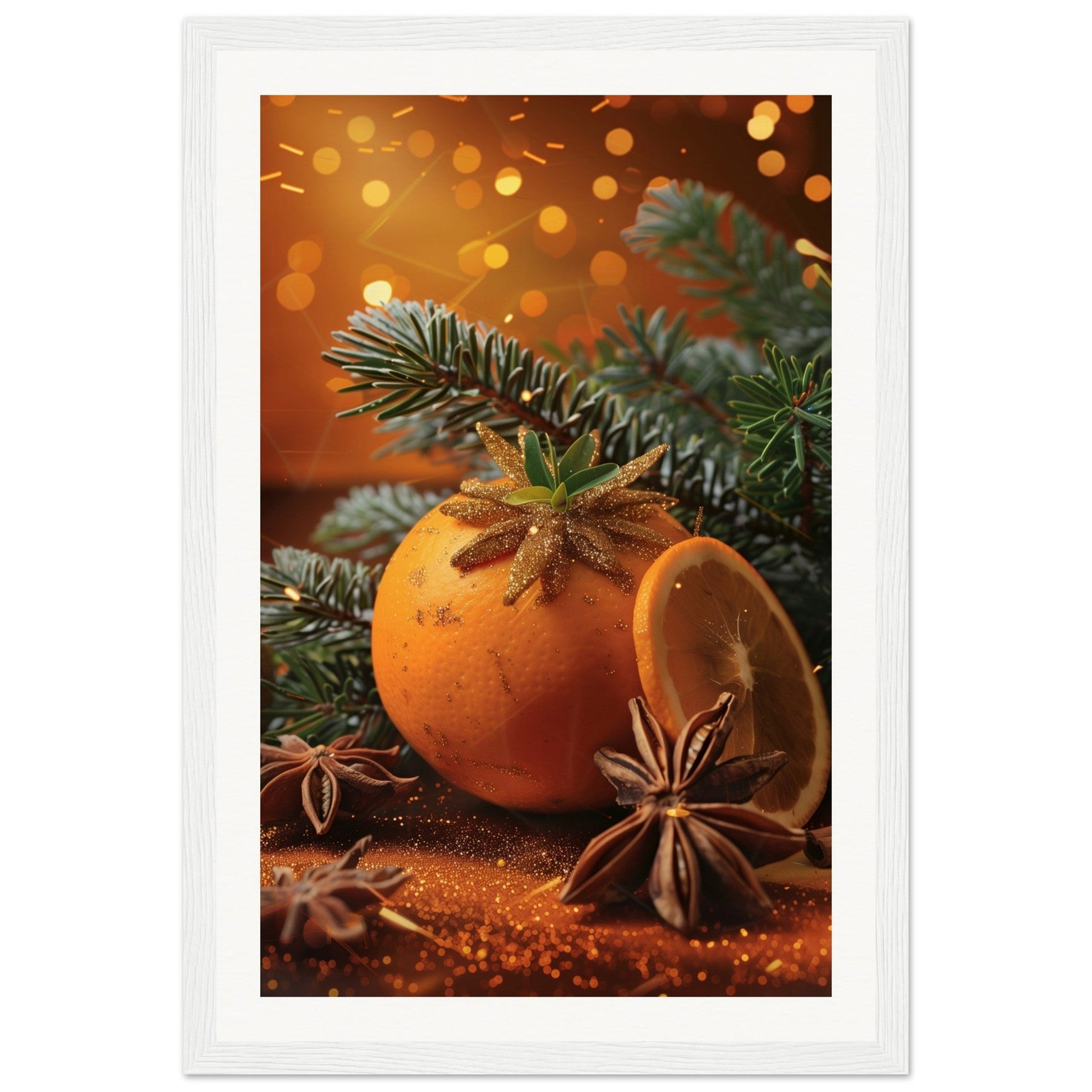 Affiche Noël Orange ( 30x45-cm-Bois-blanc)