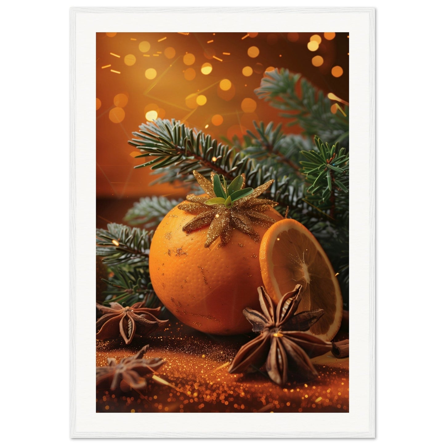 Affiche Noël Orange ( 70x100-cm-Bois-blanc)