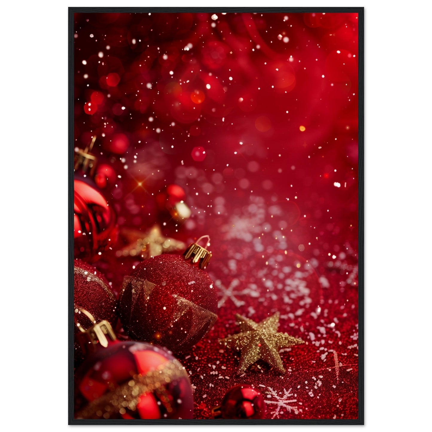 Affiche Noël Rouge ( 70x100-cm-Bois-noir)