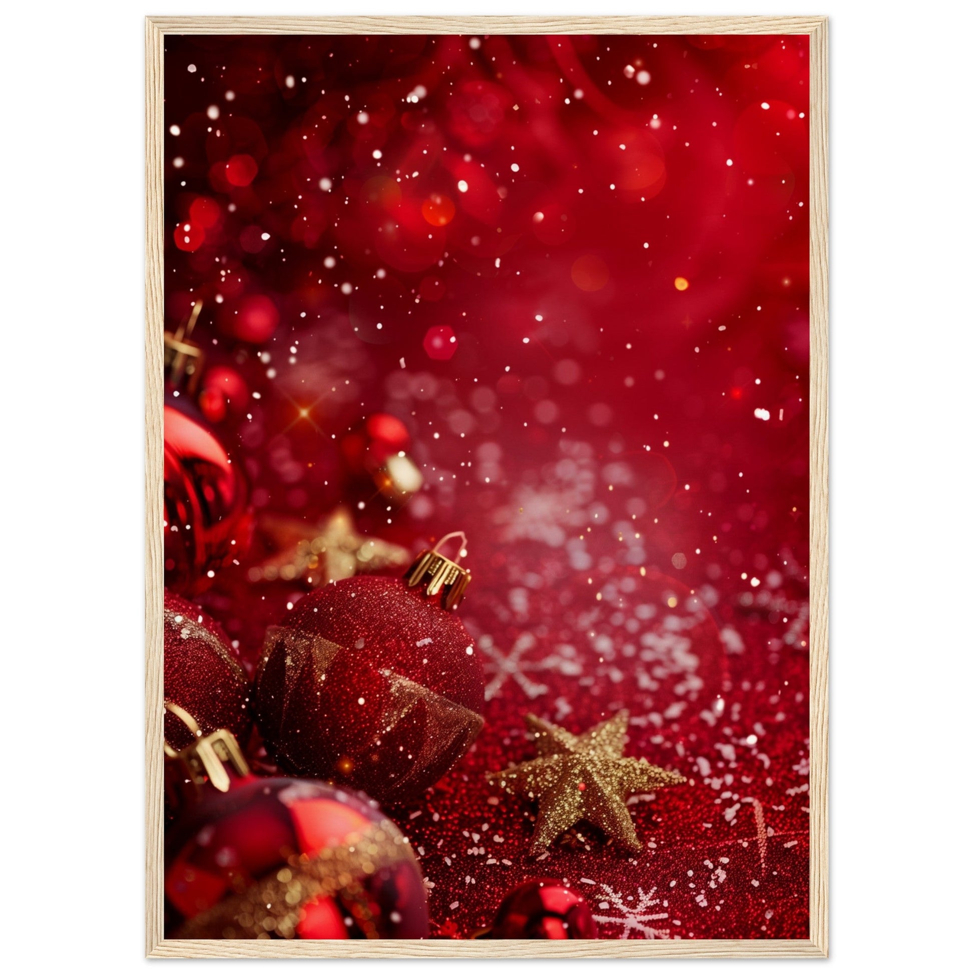 Affiche Noël Rouge ( 50x70-cm-Bois-clair)