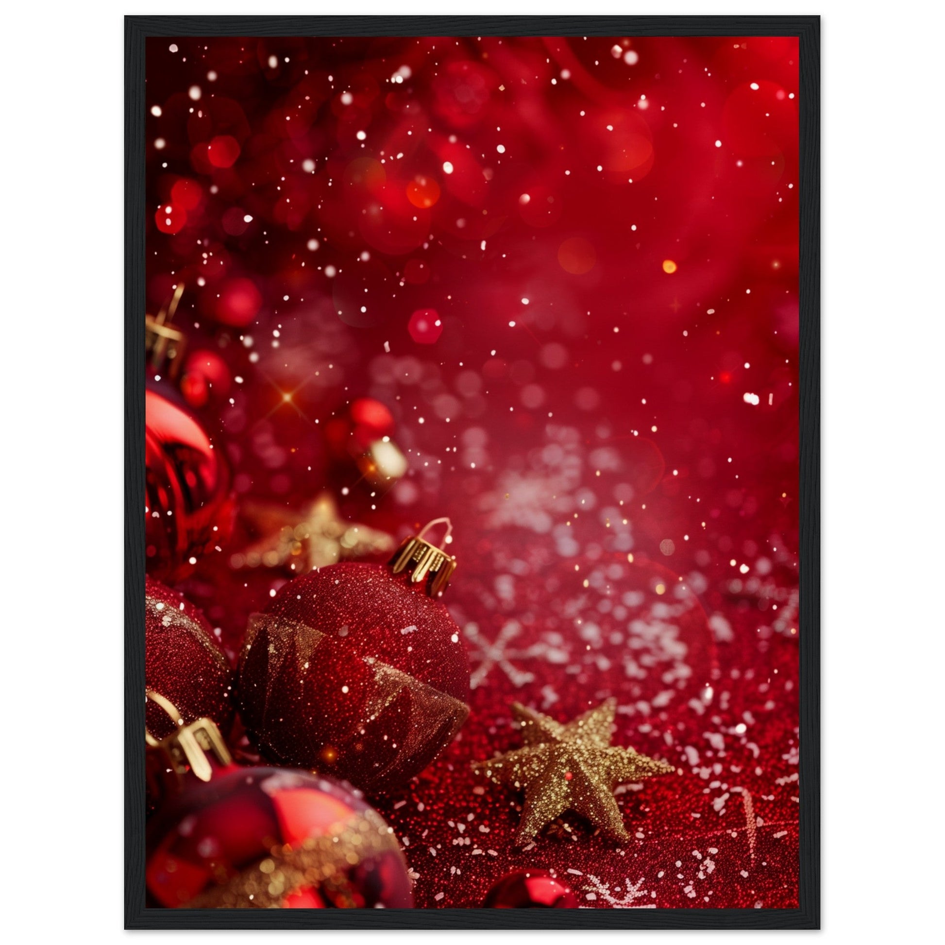 Affiche Noël Rouge ( 45x60-cm-Bois-noir)