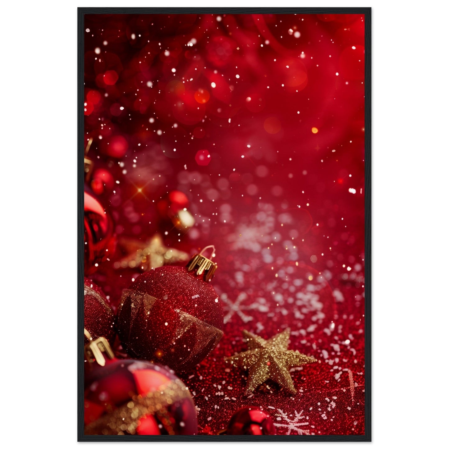 Affiche Noël Rouge ( 60x90-cm-Bois-noir)