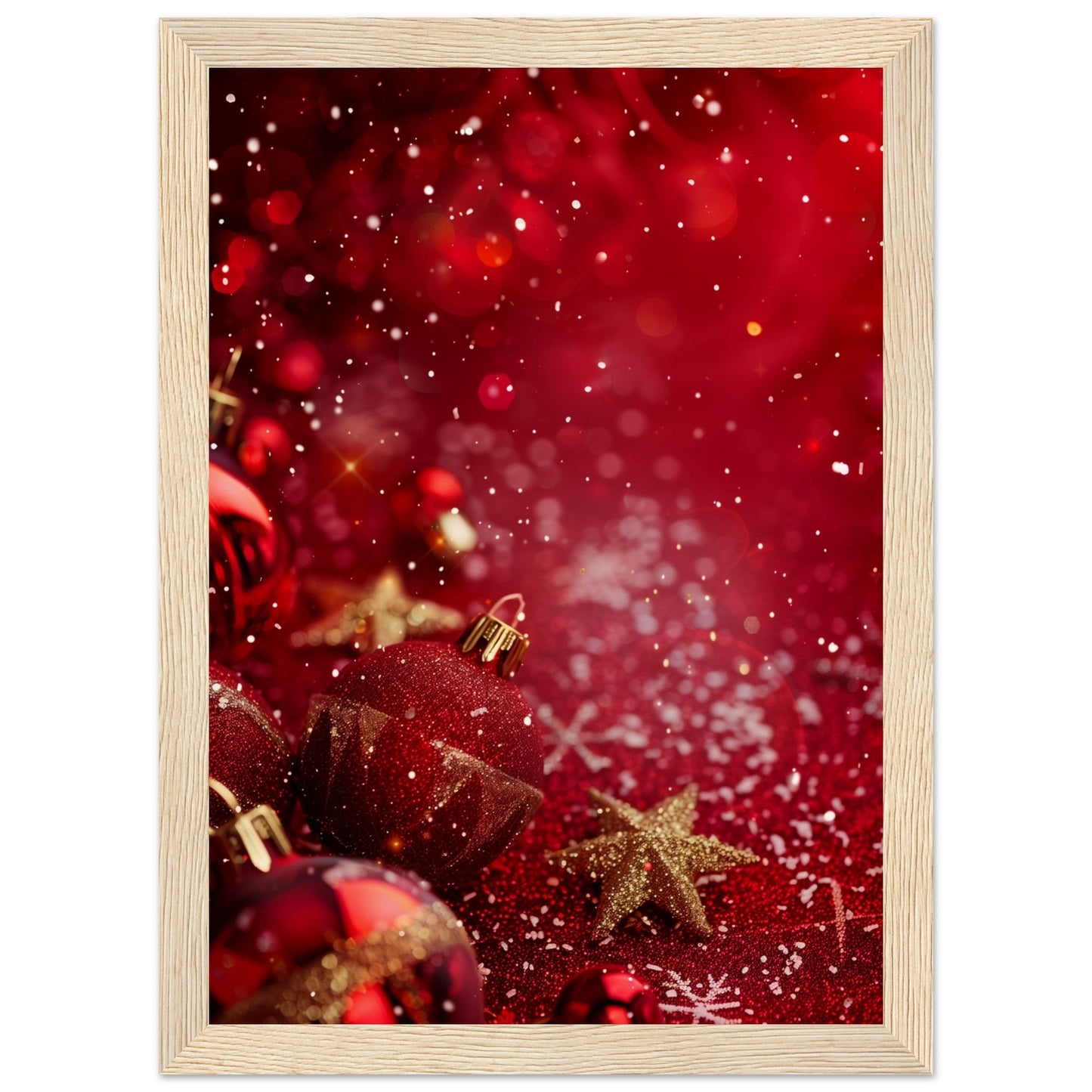 Affiche Noël Rouge ( 21x29.7-cm-Bois-clair)