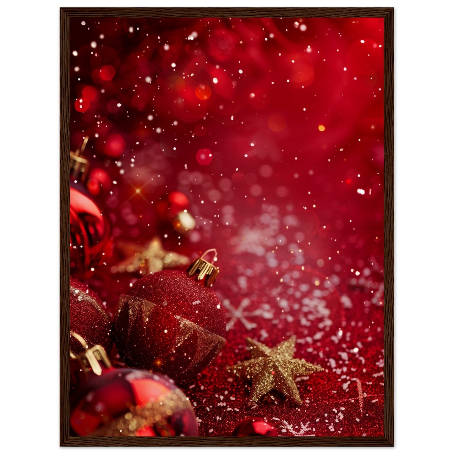 Affiche Noël Rouge ( 45x60-cm-Bois-foncé)