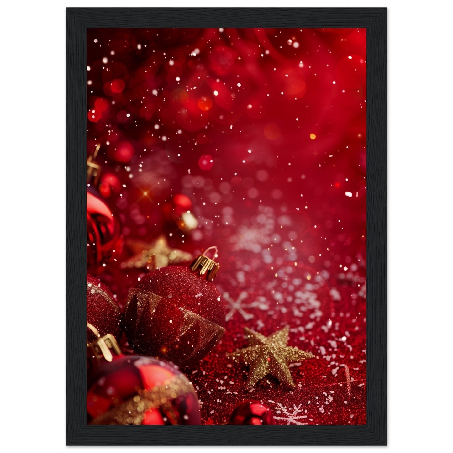 Affiche Noël Rouge ( 21x29.7-cm-Bois-noir)