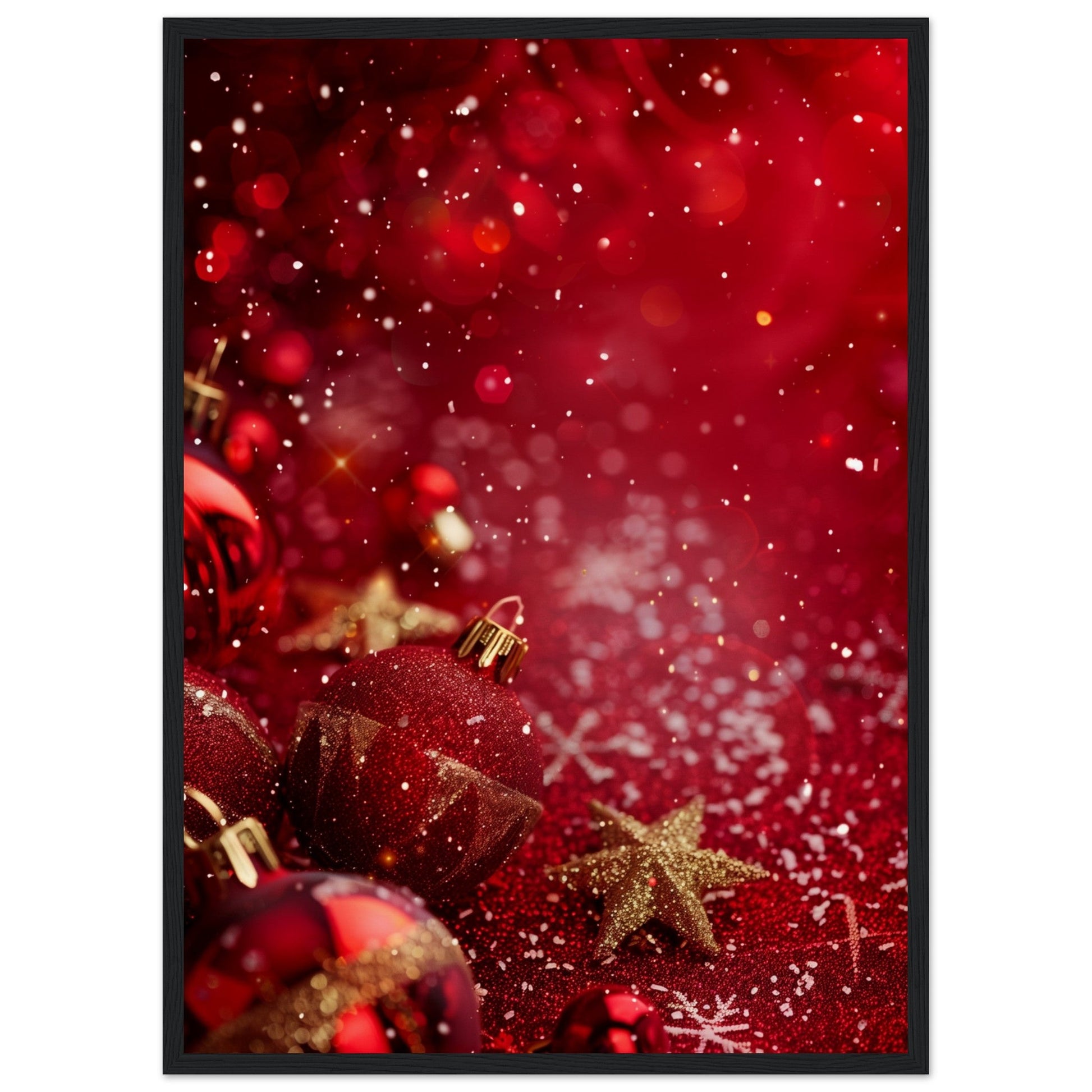 Affiche Noël Rouge ( 50x70-cm-Bois-noir)