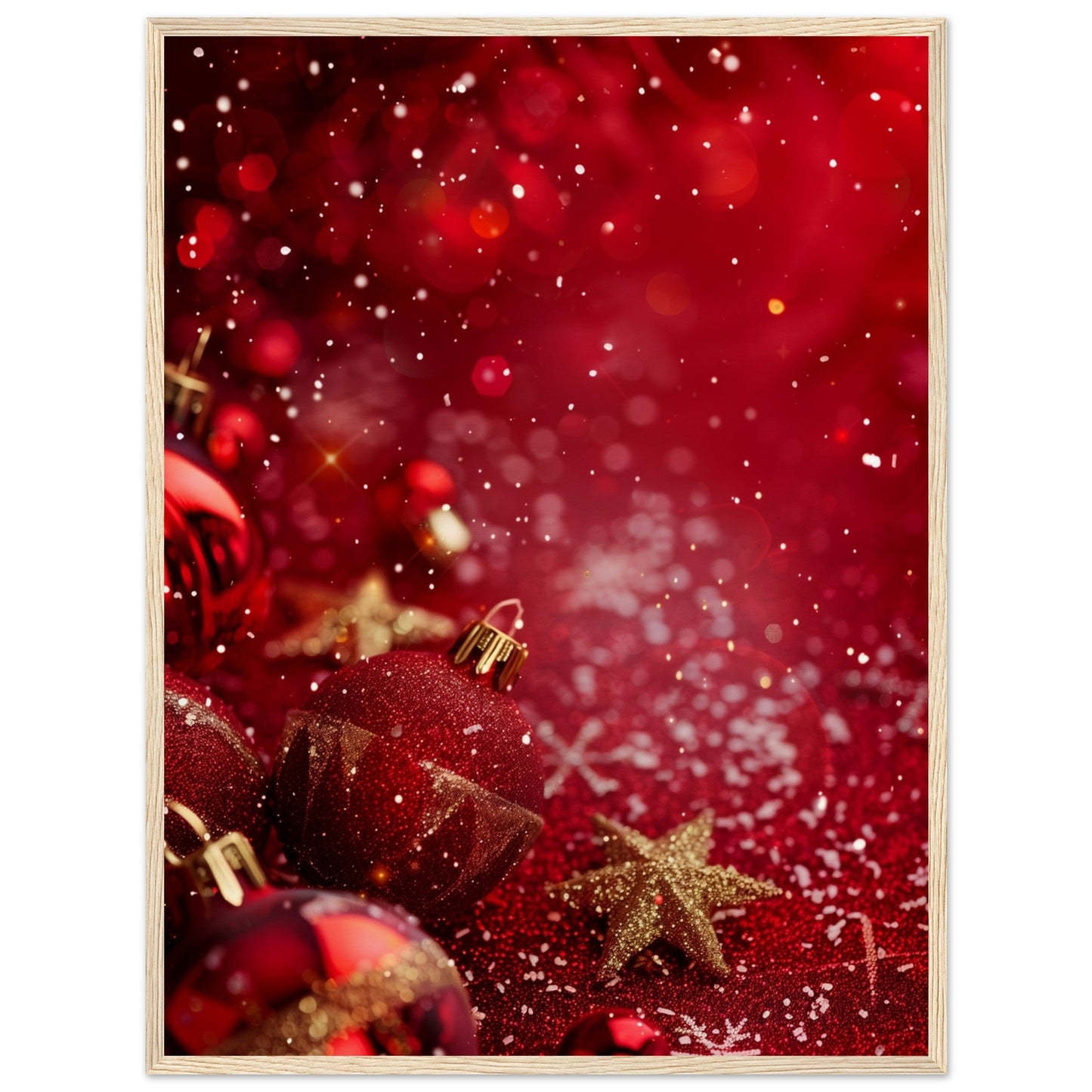 Affiche Noël Rouge ( 60x80-cm-Bois-clair)