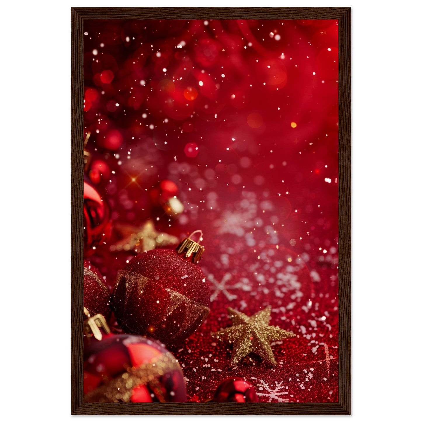 Affiche Noël Rouge ( 30x45-cm-Bois-foncé)