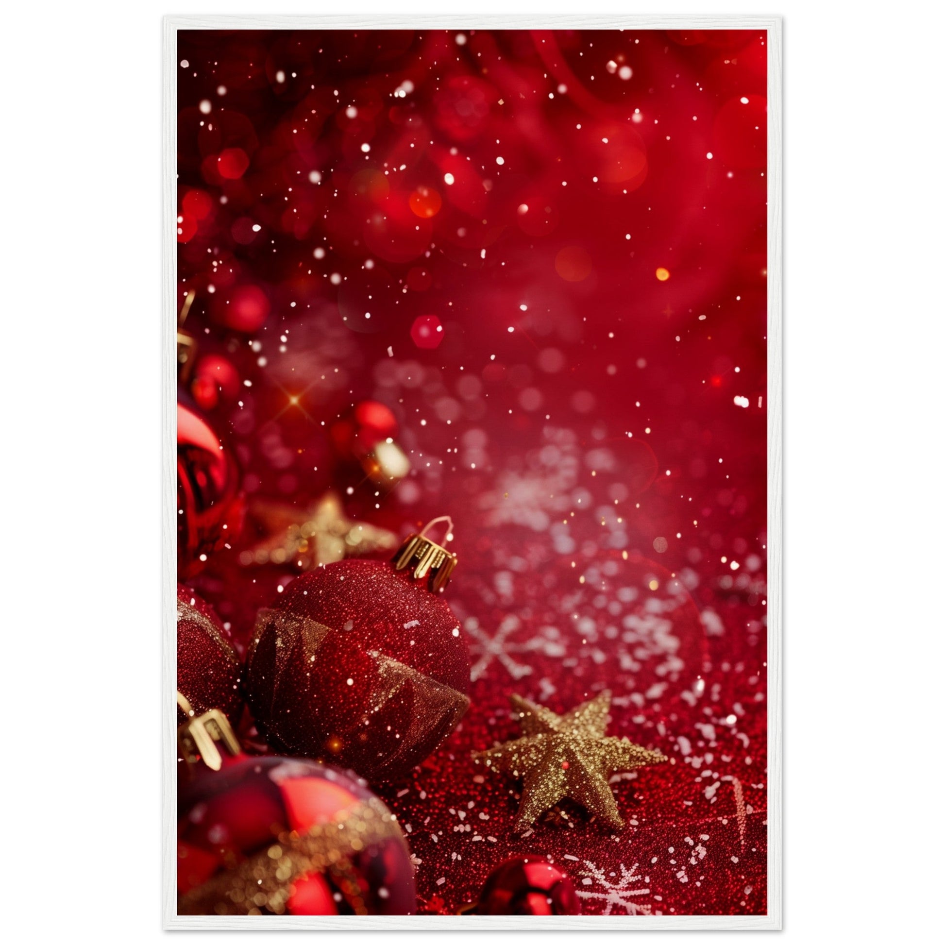 Affiche Noël Rouge ( 60x90-cm-Bois-blanc)