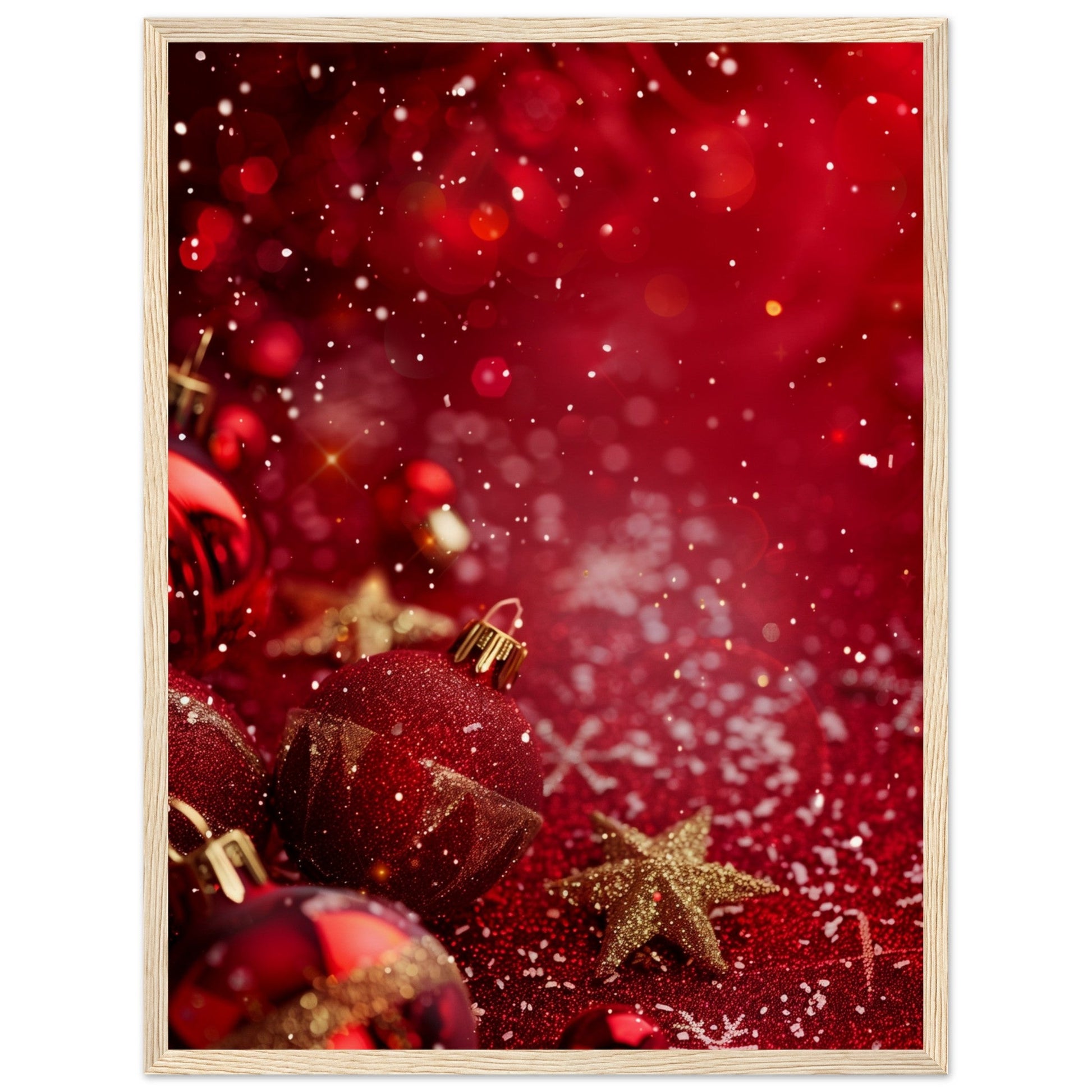 Affiche Noël Rouge ( 45x60-cm-Bois-clair)