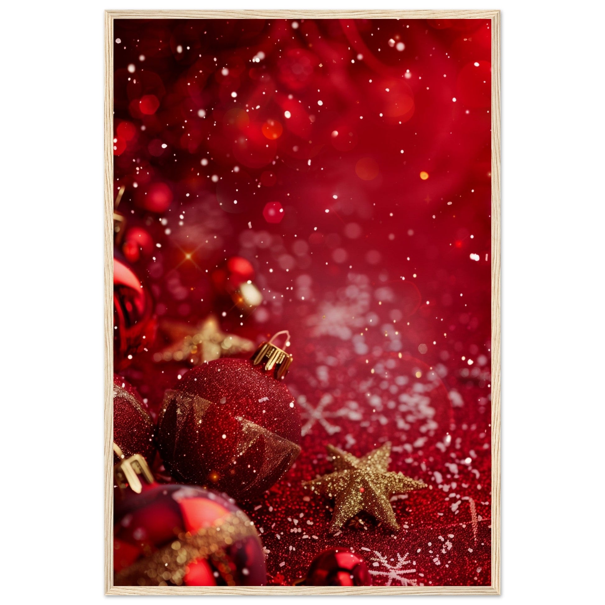 Affiche Noël Rouge ( 60x90-cm-Bois-clair)