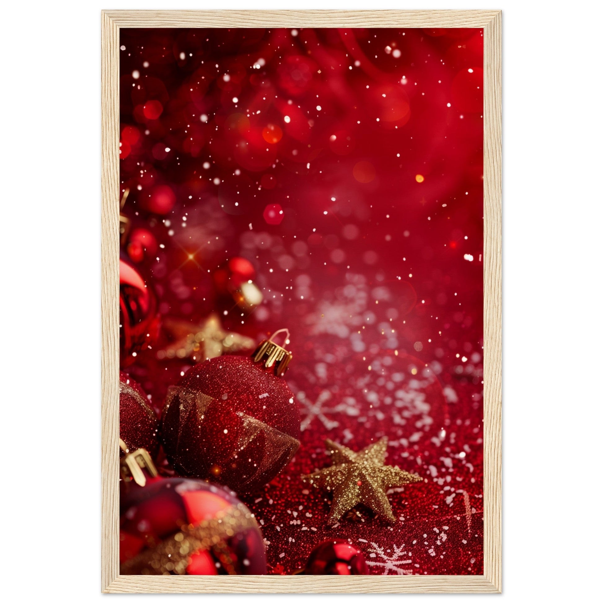 Affiche Noël Rouge ( 30x45-cm-Bois-clair)