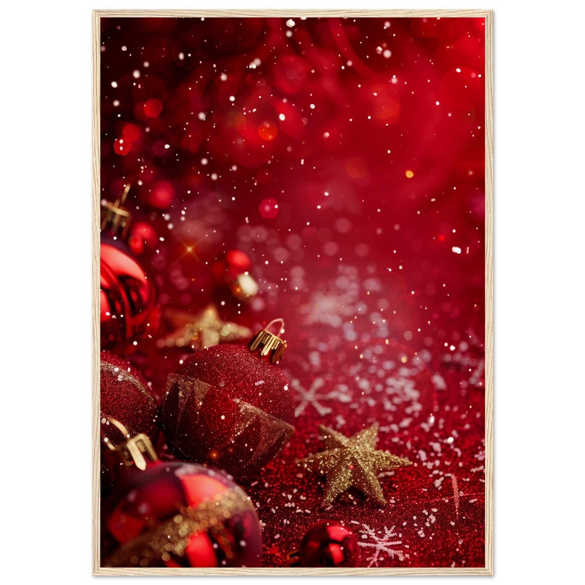 Affiche Noël Rouge ( 70x100-cm-Bois-clair)