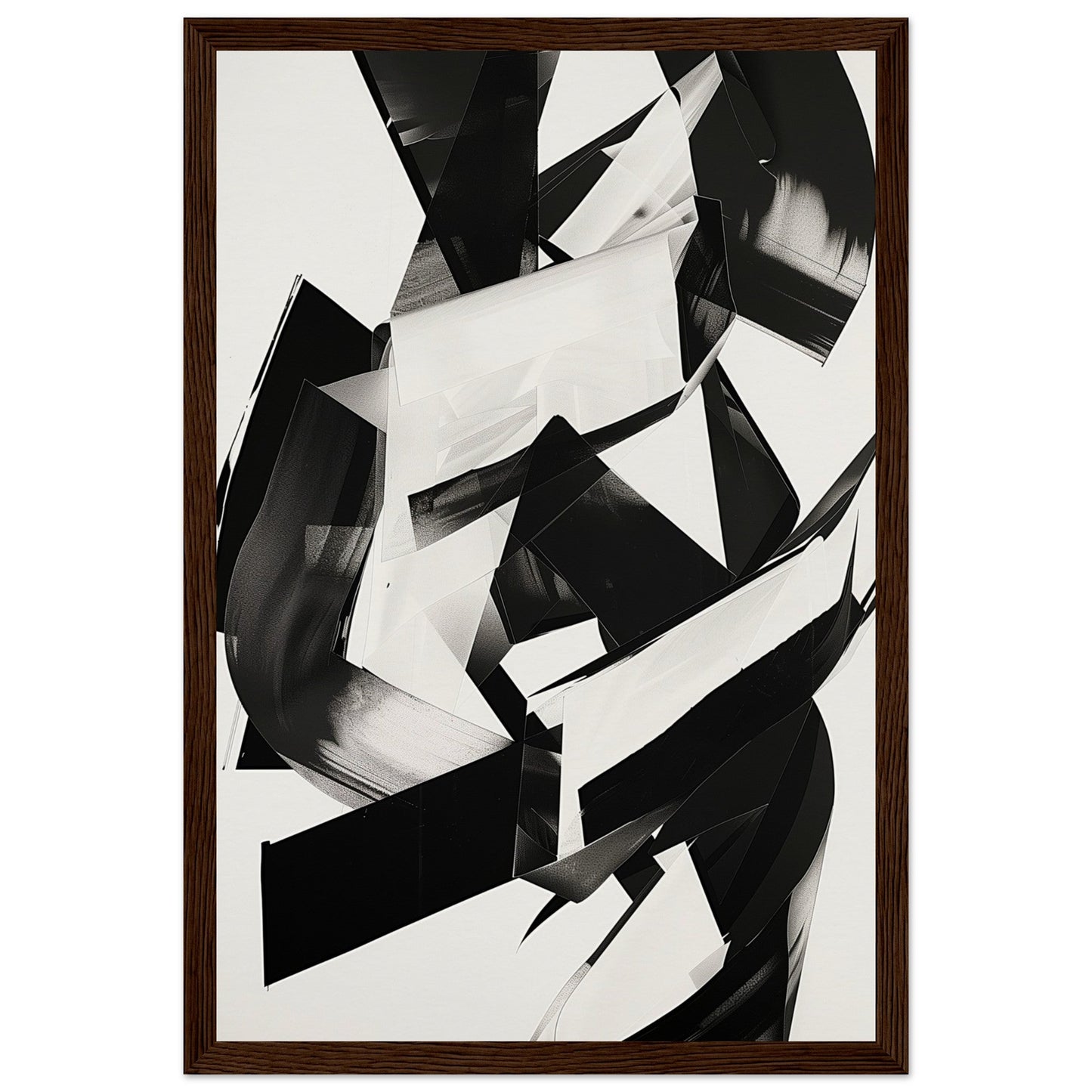 Affiche Noir et Blanc Abstrait ( 30x45-cm-Bois-foncé)