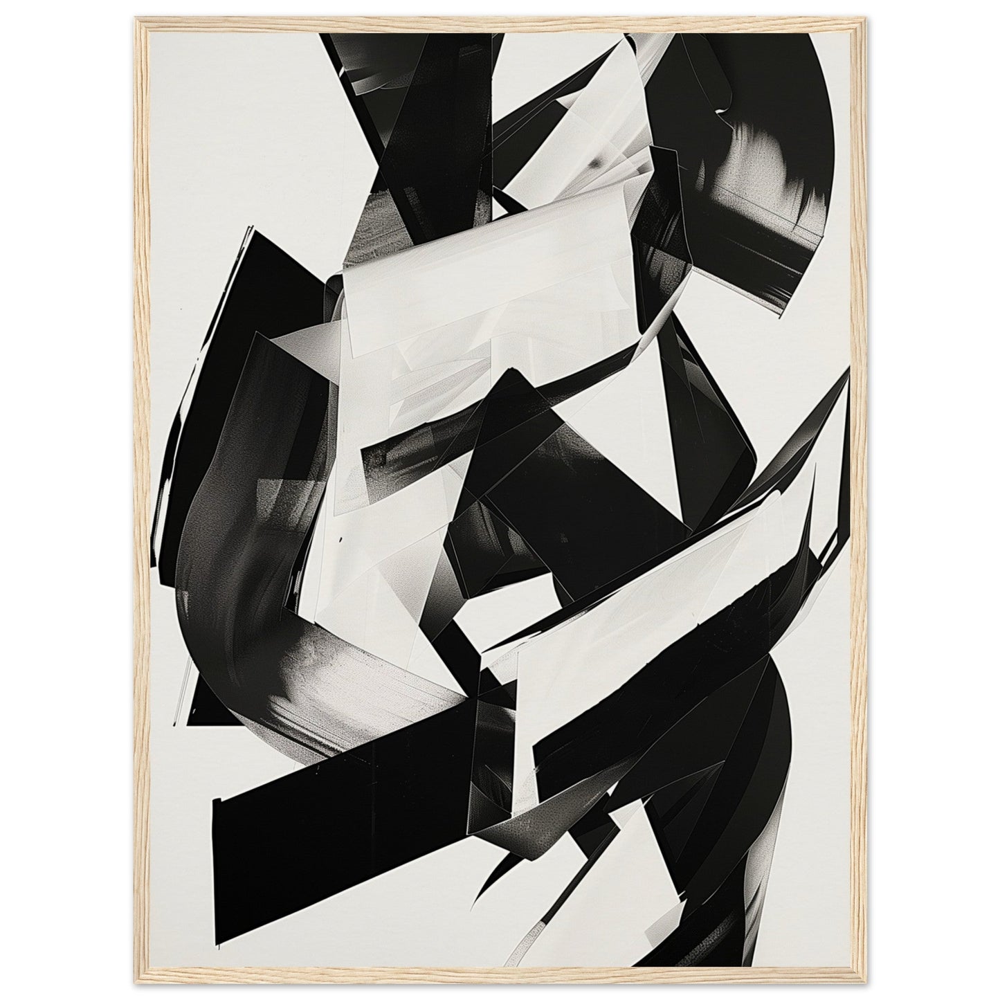 Affiche Noir et Blanc Abstrait ( 60x80-cm-Bois-clair)