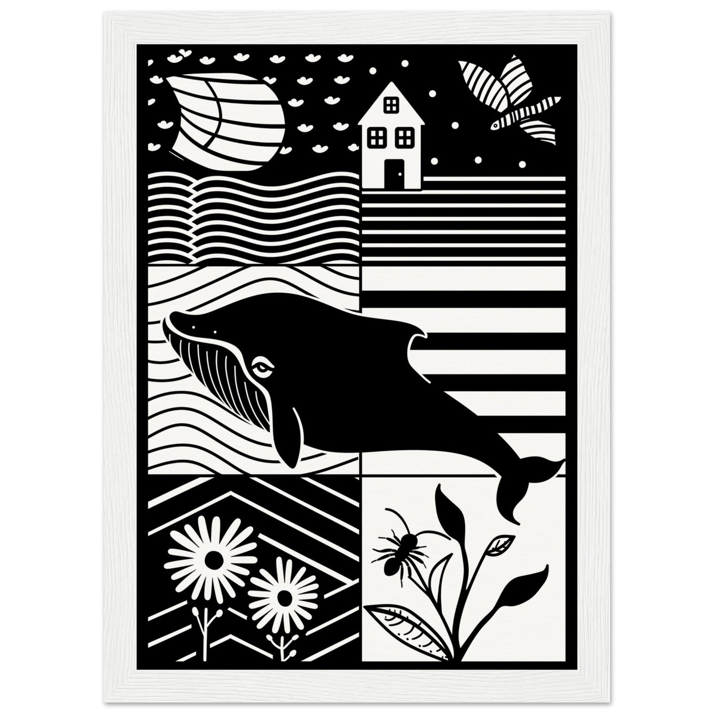 Affiche Noir et Blanc Bébé ( 21x29.7-cm-Bois-blanc)