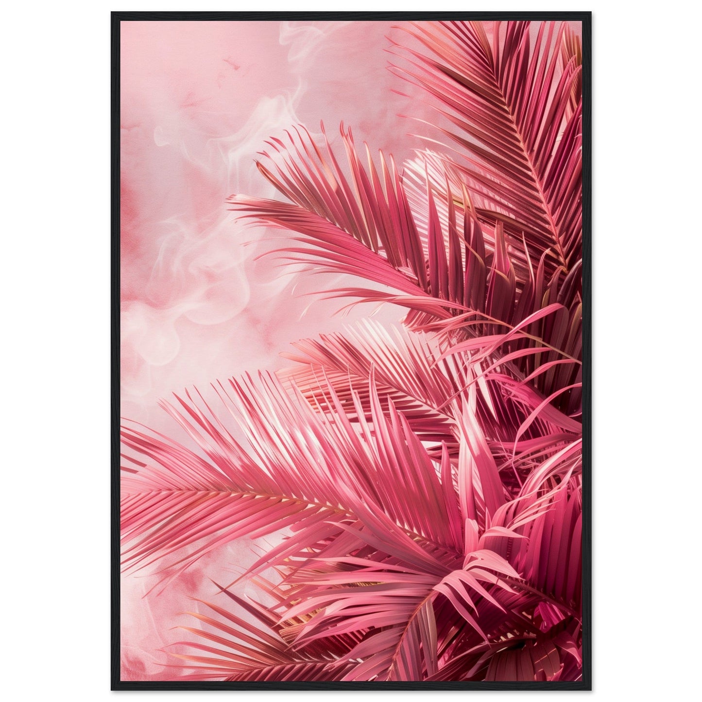 Affiche Palmier Rose ( 70x100-cm-Bois-noir)