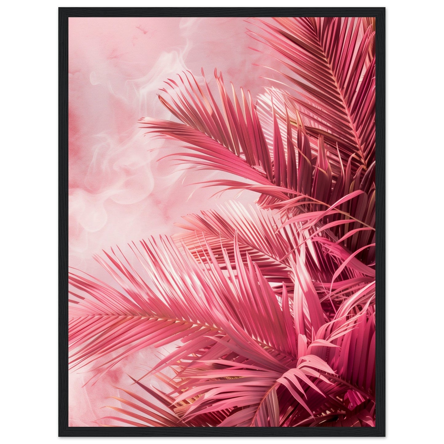 Affiche Palmier Rose ( 45x60-cm-Bois-noir)