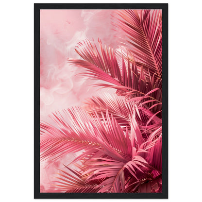 Affiche Palmier Rose ( 30x45-cm-Bois-noir)