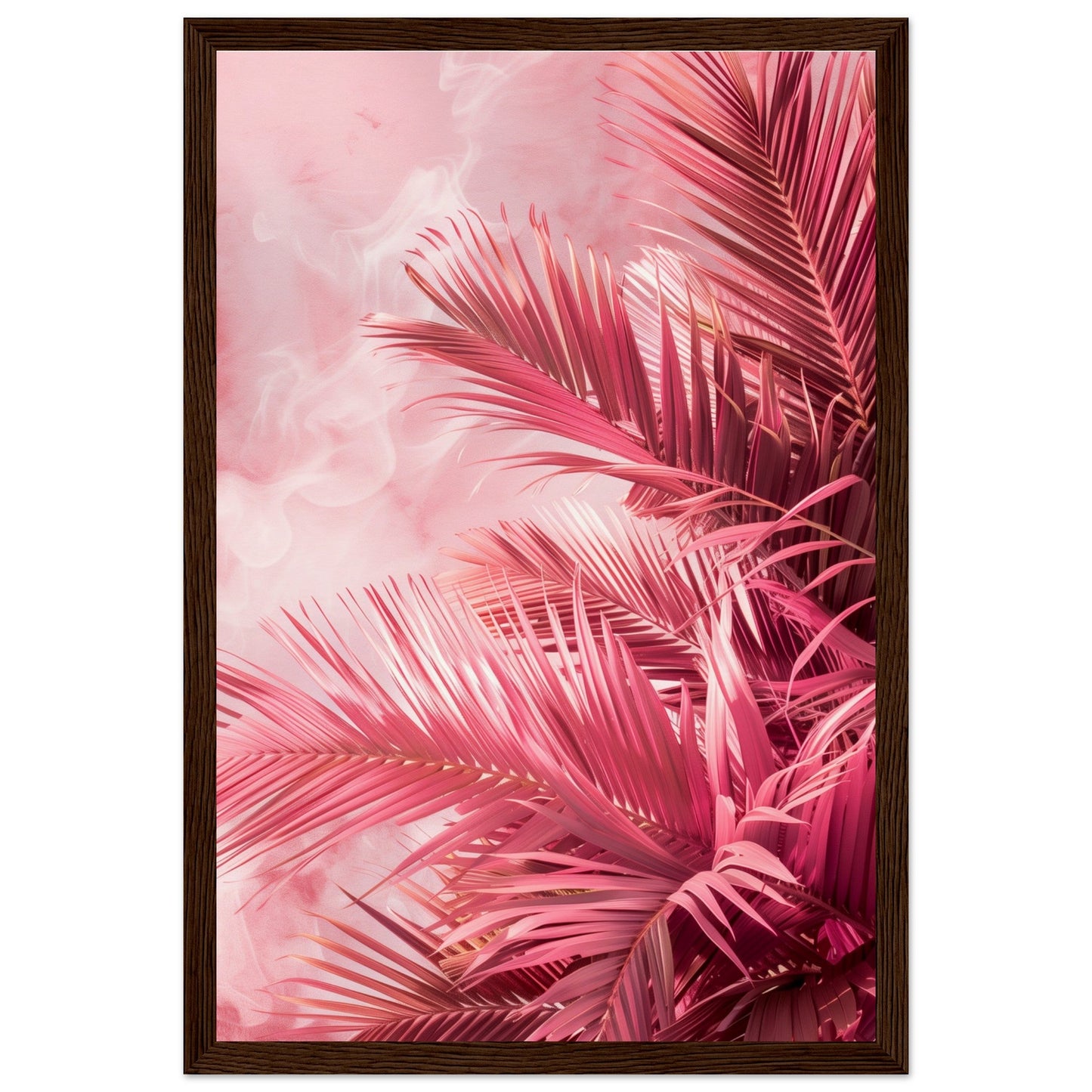 Affiche Palmier Rose ( 30x45-cm-Bois-foncé)