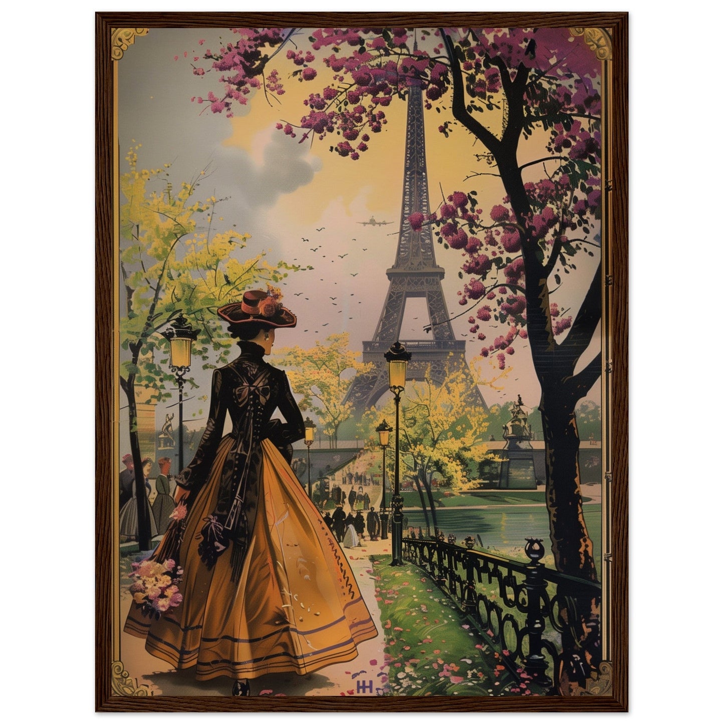 Affiche Paris 1900 ( 45x60-cm-Bois-foncé)