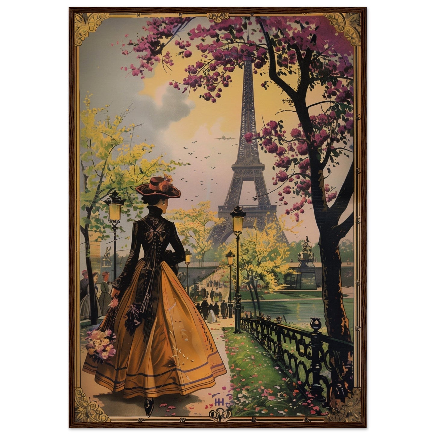 Affiche Paris 1900 ( 70x100-cm-Bois-foncé)