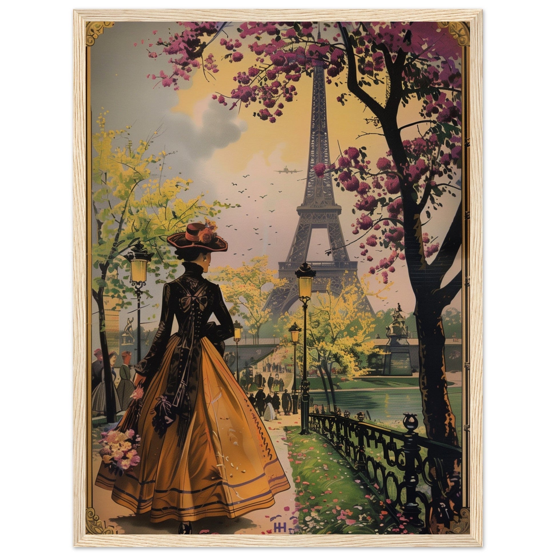 Affiche Paris 1900 ( 45x60-cm-Bois-clair)