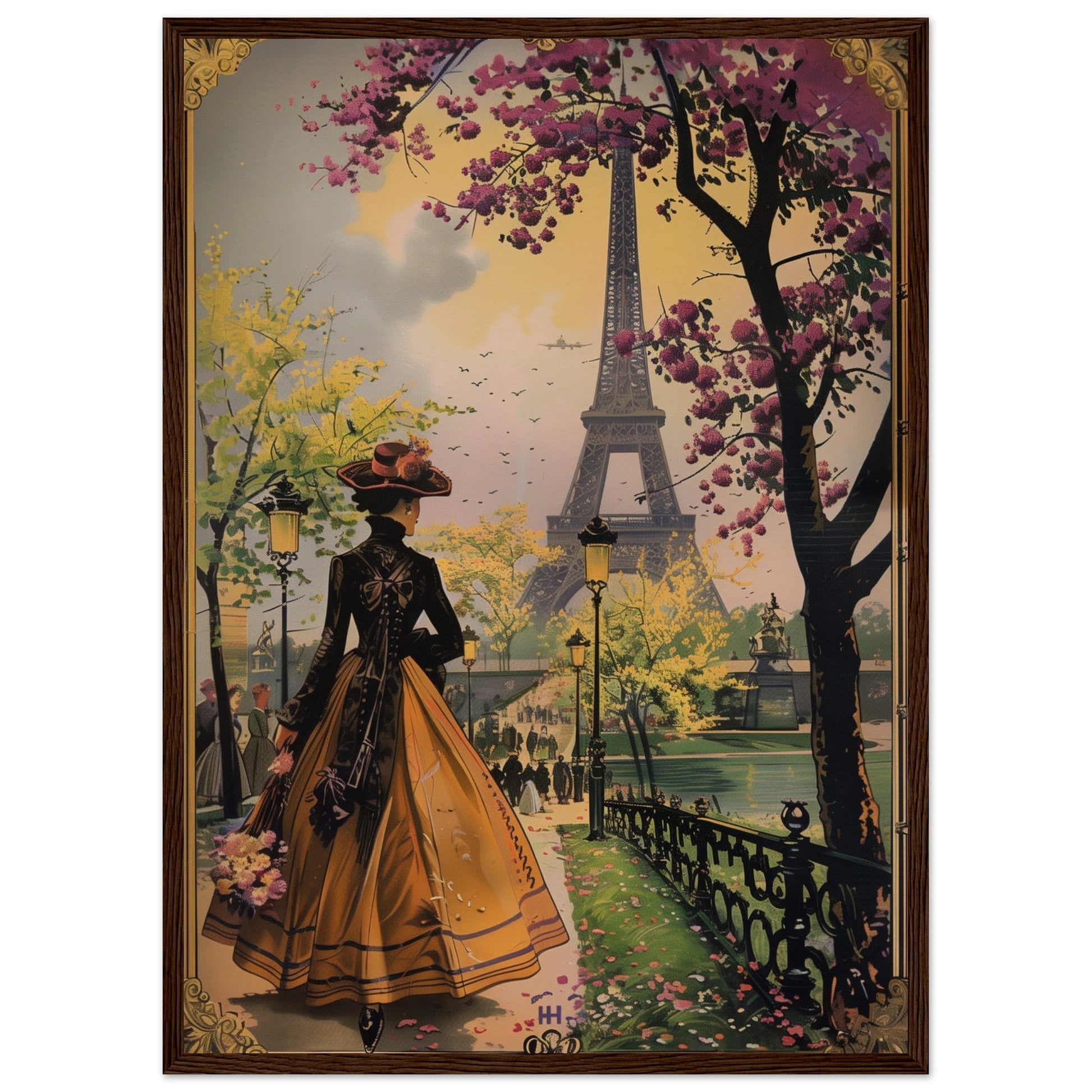 Affiche Paris 1900 ( 50x70-cm-Bois-foncé)