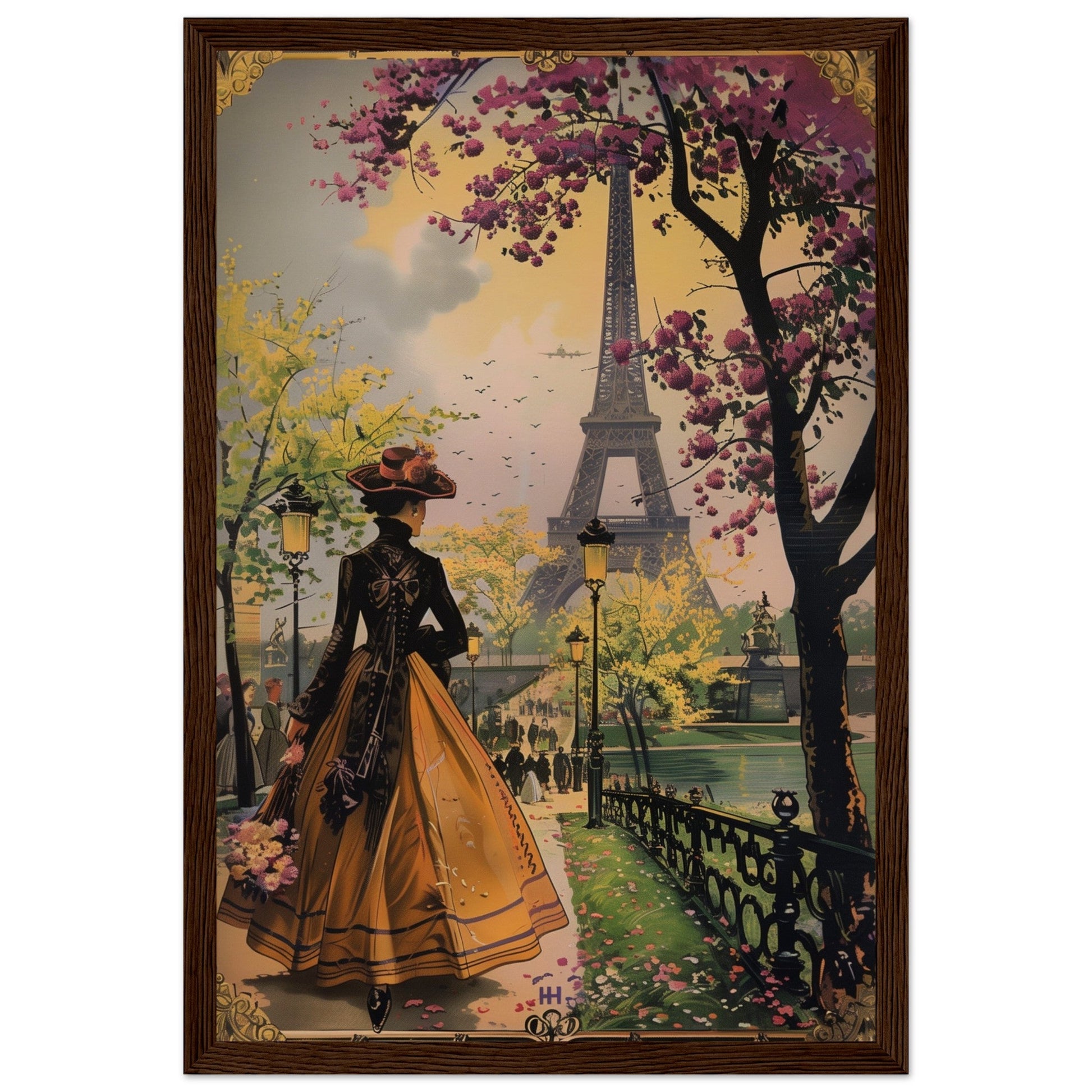 Affiche Paris 1900 ( 30x45-cm-Bois-foncé)